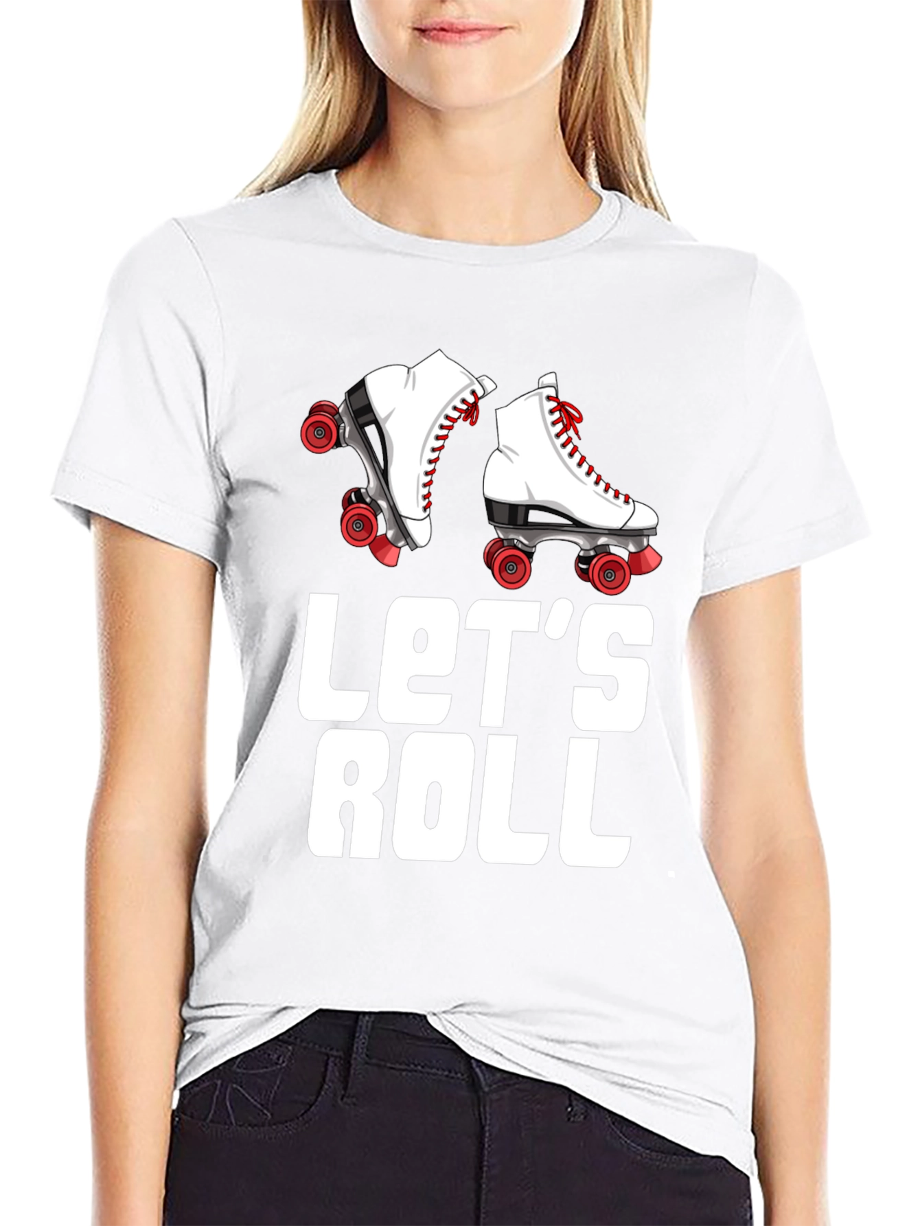 Lets Roll Retro Roller Skate Graphic Tee