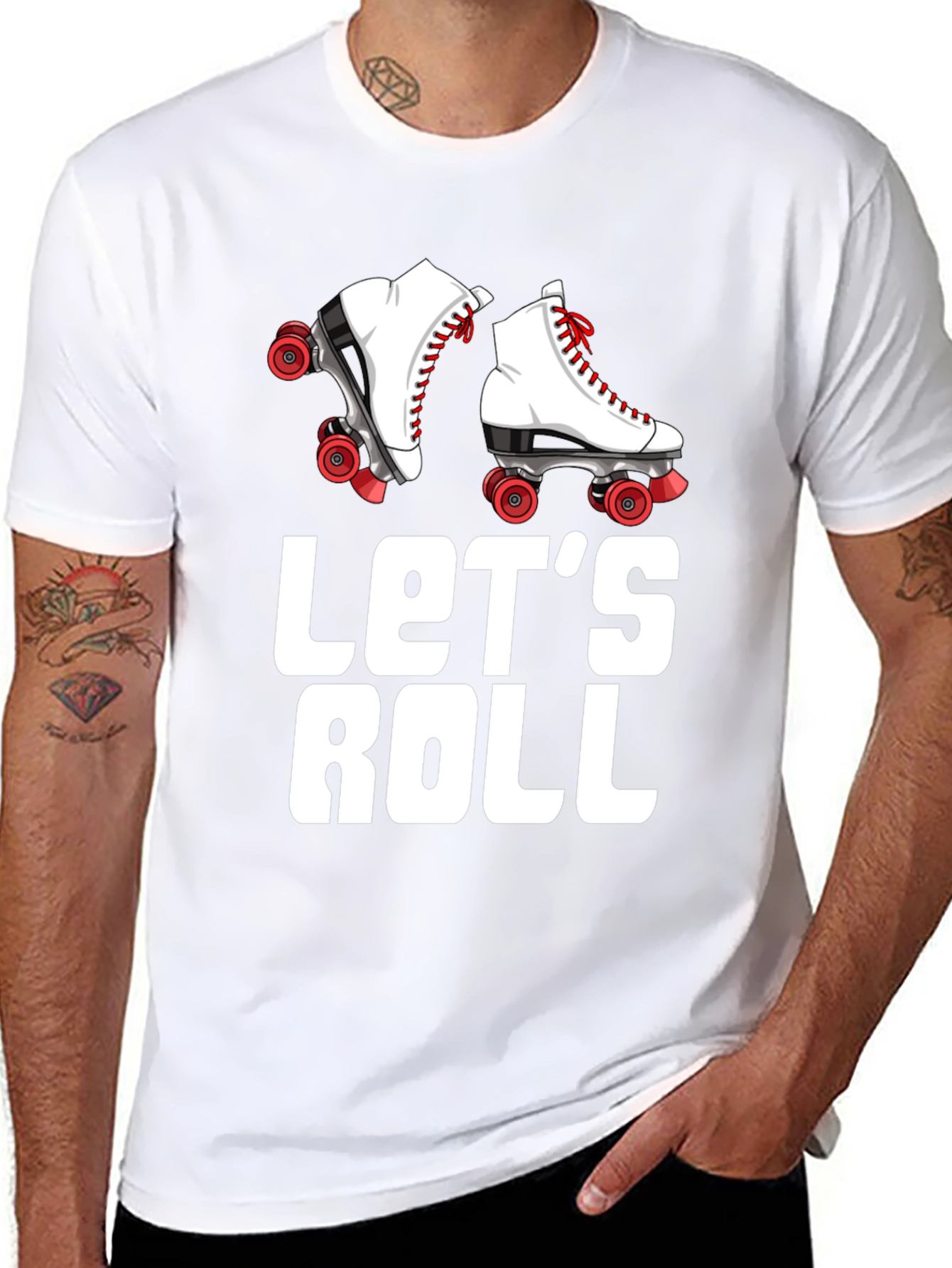 Lets Roll Retro Roller Skate Graphic Tee