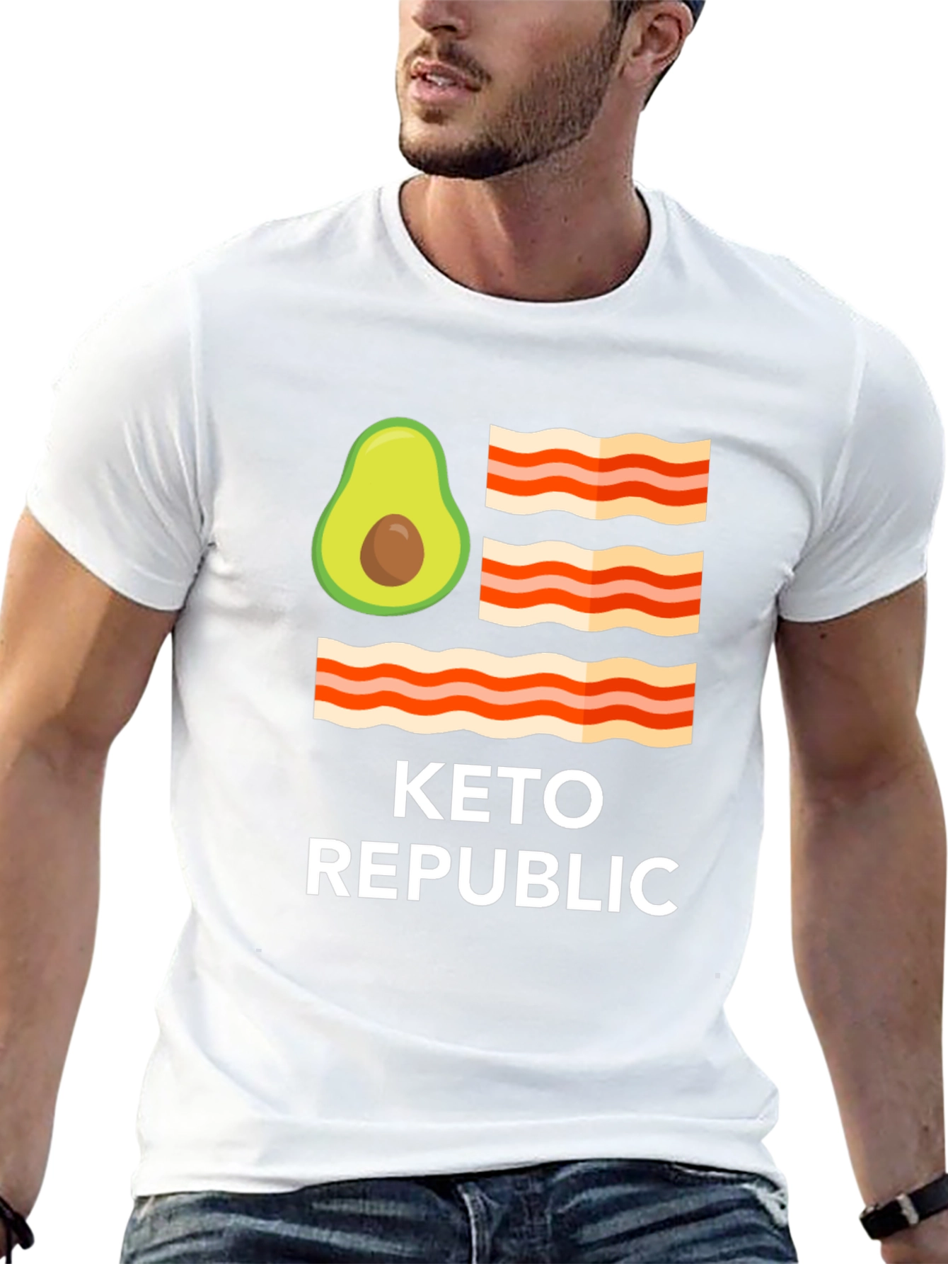 Keto Republic Graphic Tee - Avocado Bacon Flag T-Shirt