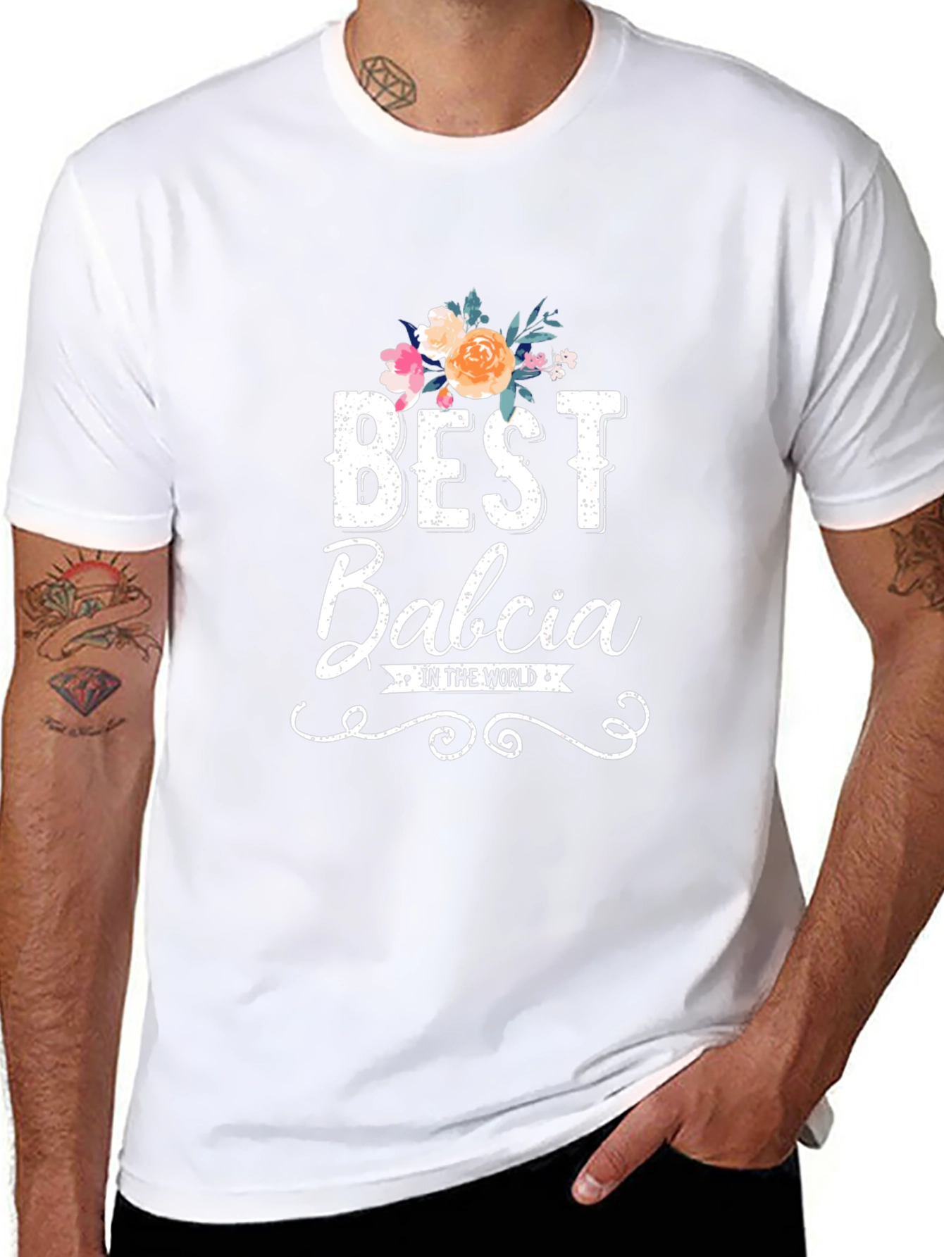 Best Babcia T-Shirt - Floral Design