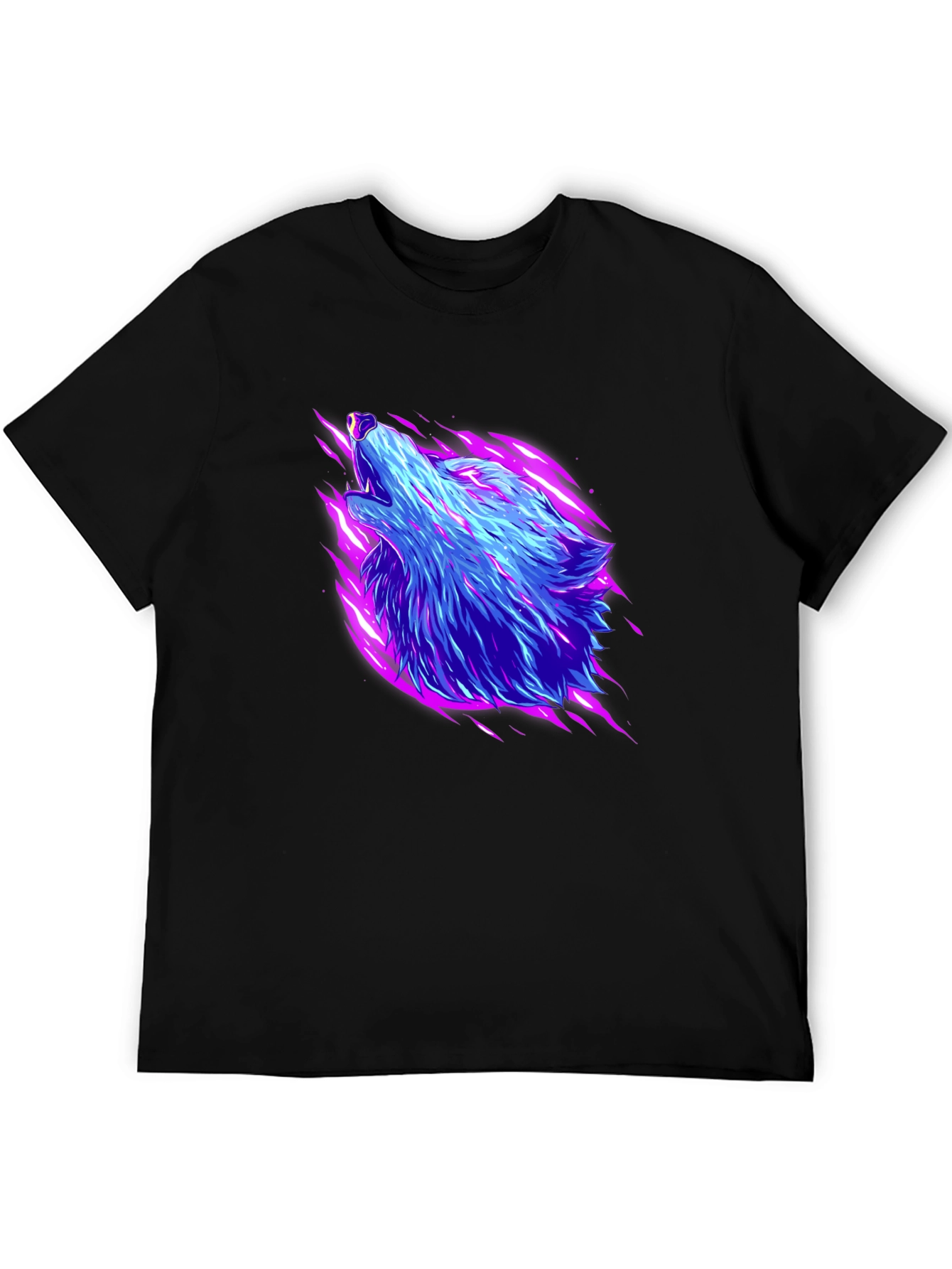 Neon Wolf Graphic Black T-Shirt
