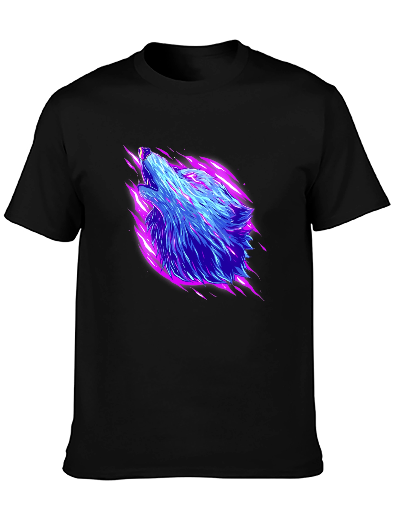Neon Wolf Graphic Black T-Shirt