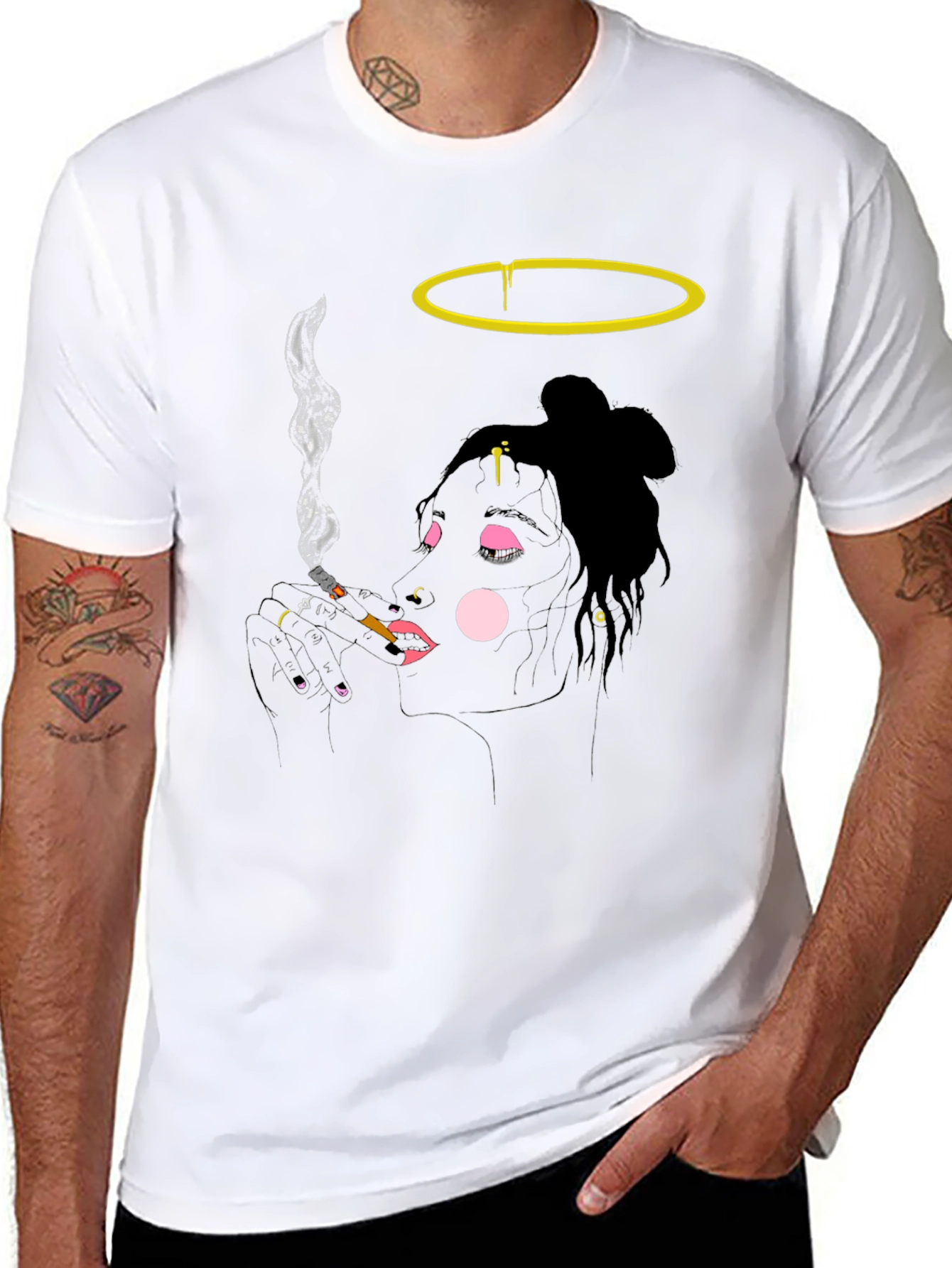 Smoking Angel Graphic Tee