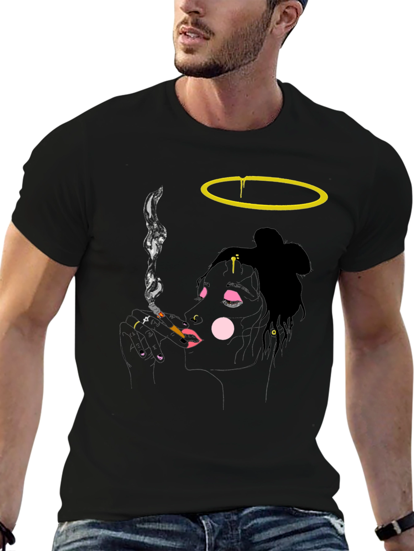 Smoking Angel Graphic Tee