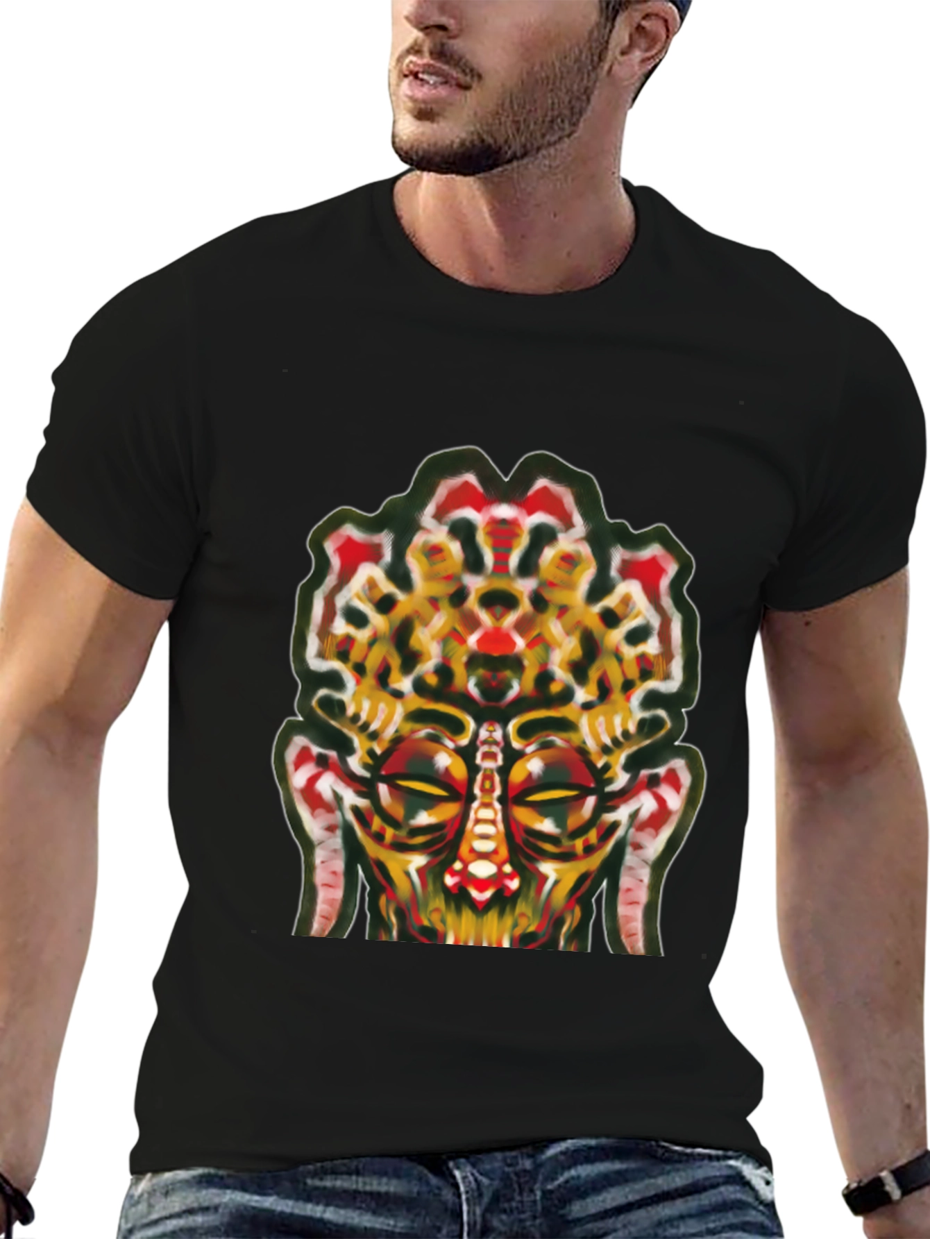 Abstract Face Graphic Tee - Unique Streetwear