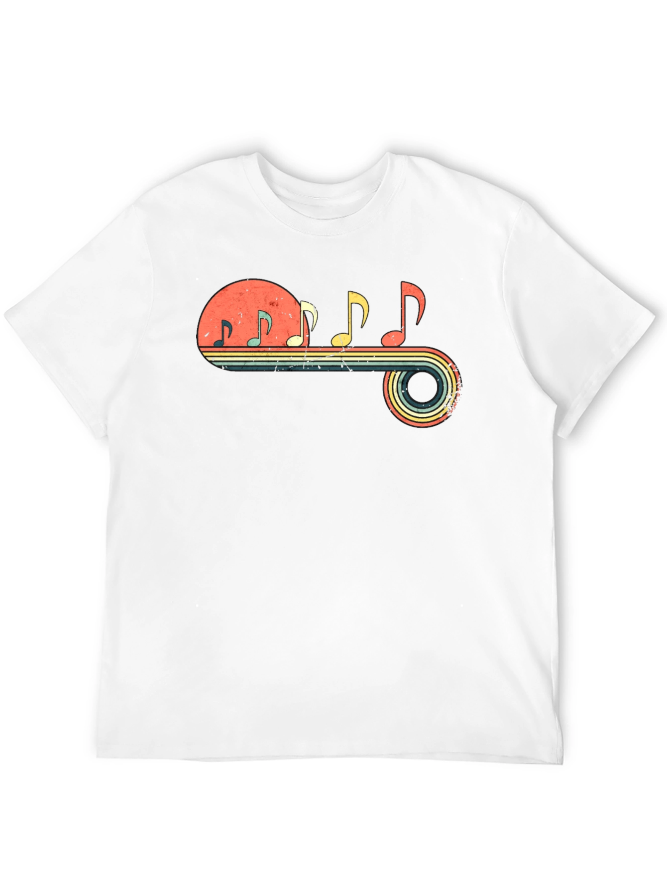 Retro Music Note Graphic Tee - Black