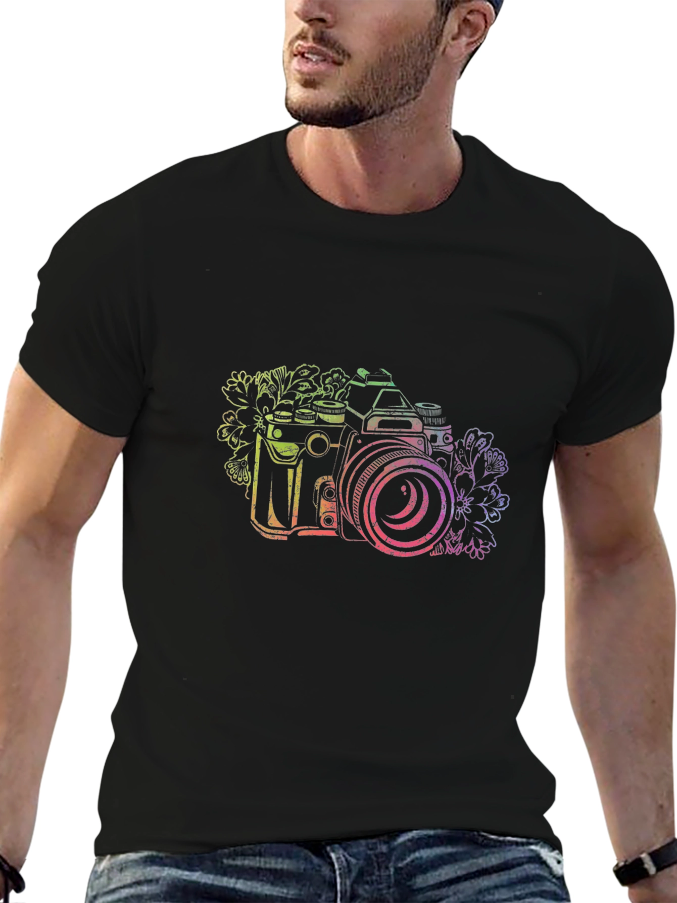 Camera Graphic Tee - Black Cotton