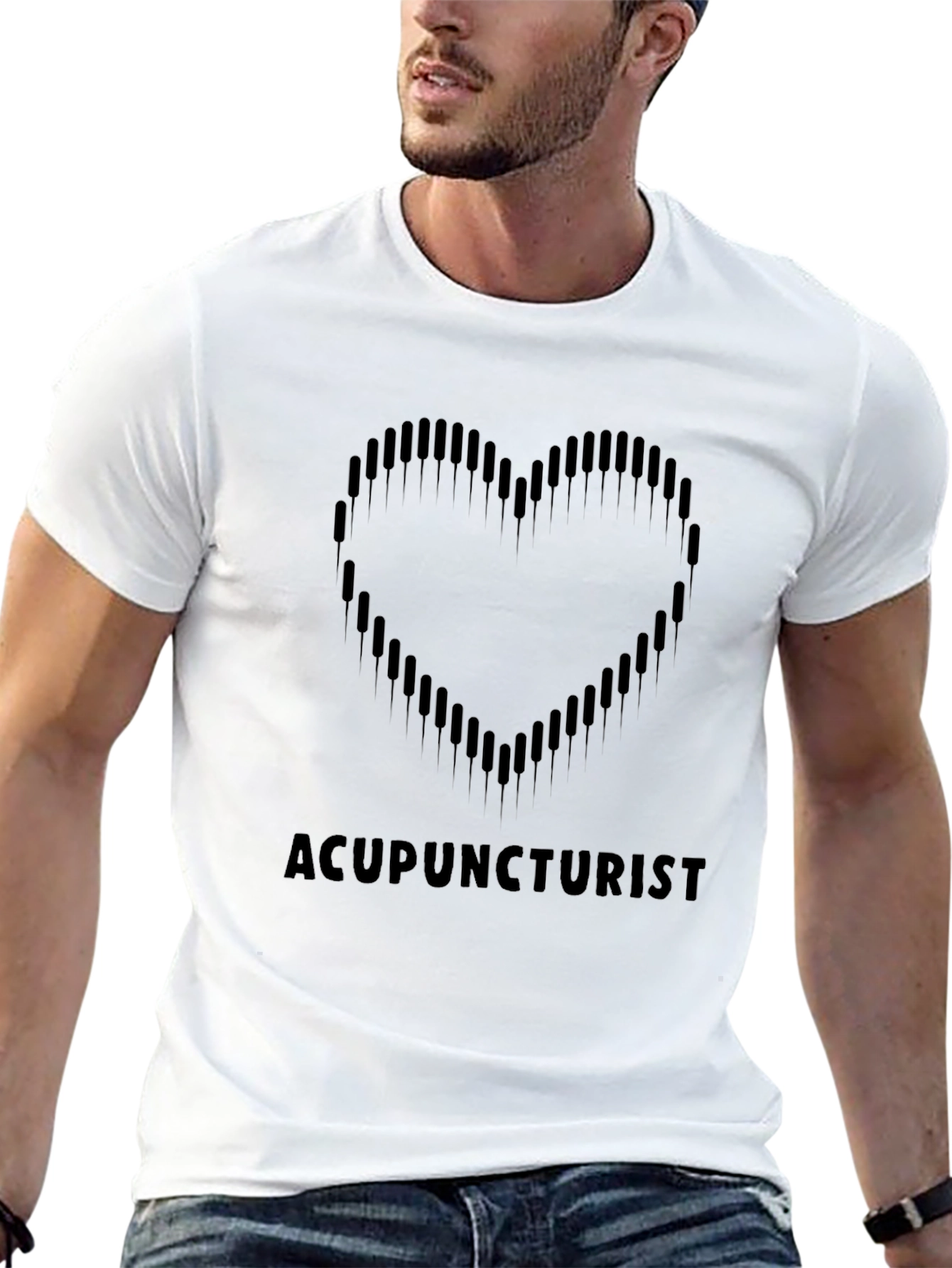 Acupuncturist Heart Graphic Black T-Shirt