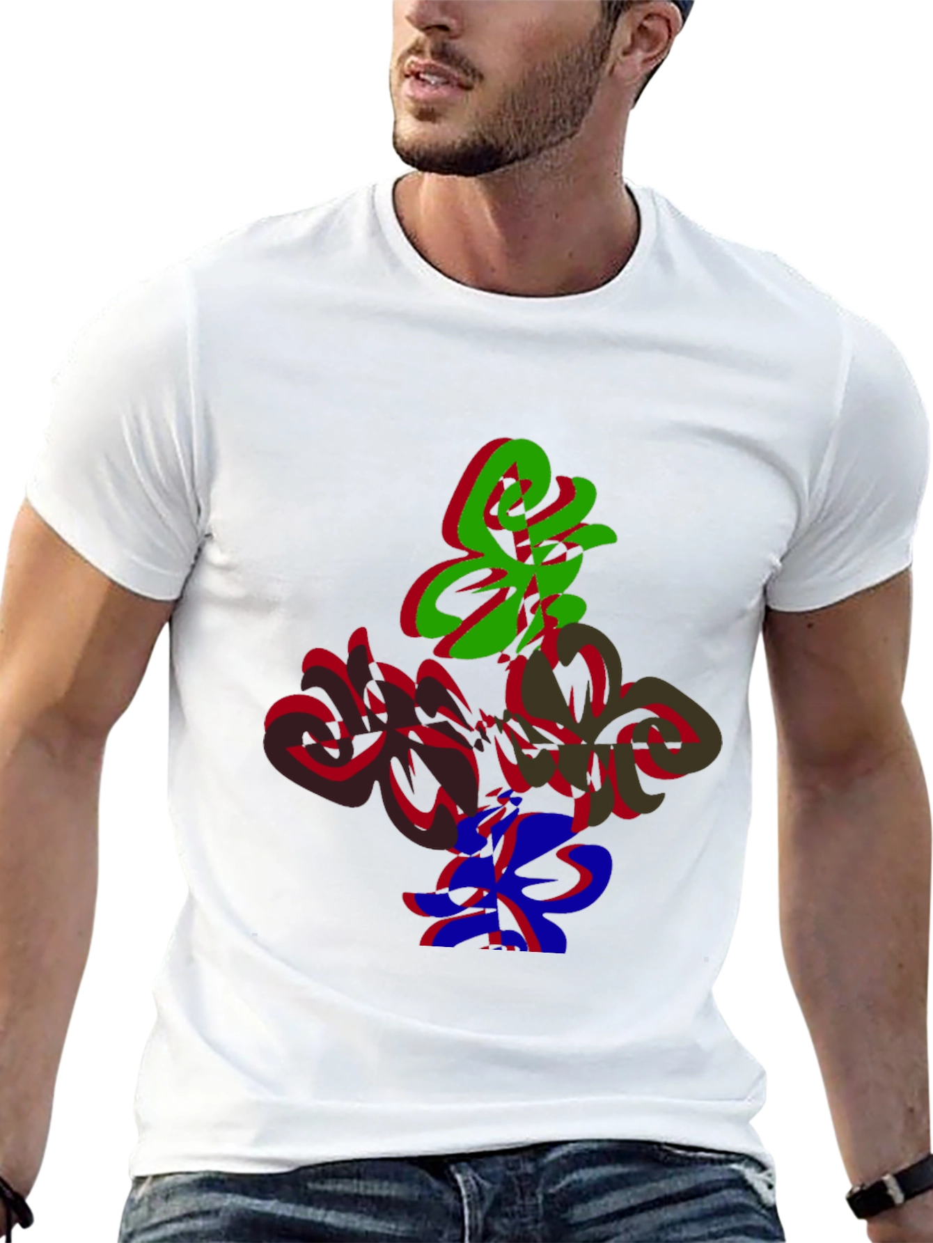 Abstract Graphic Print Crew Neck Tee