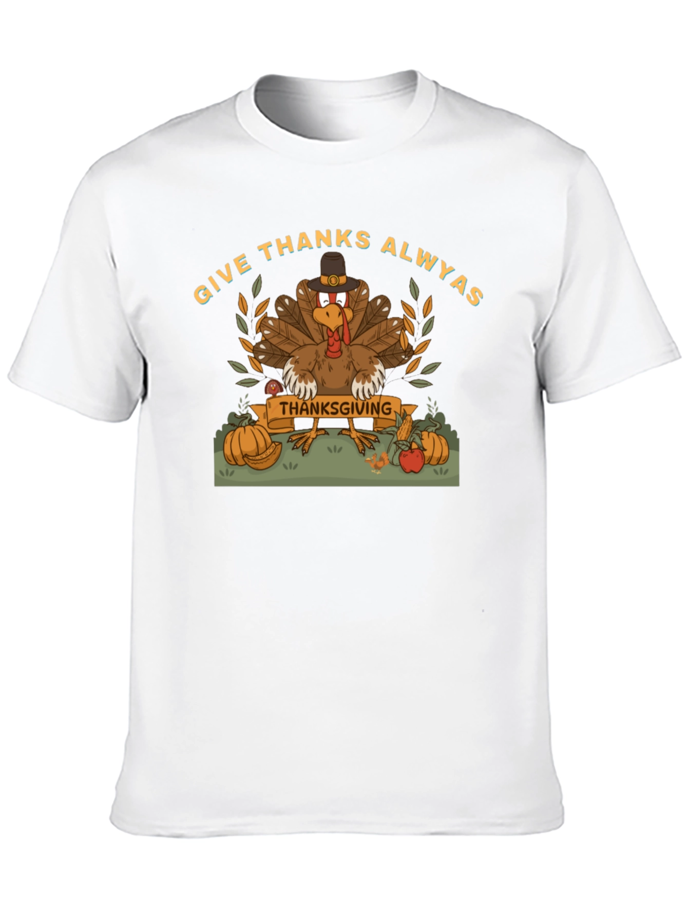 Give Thanks Thanksgiving Turkey Graphic Tee