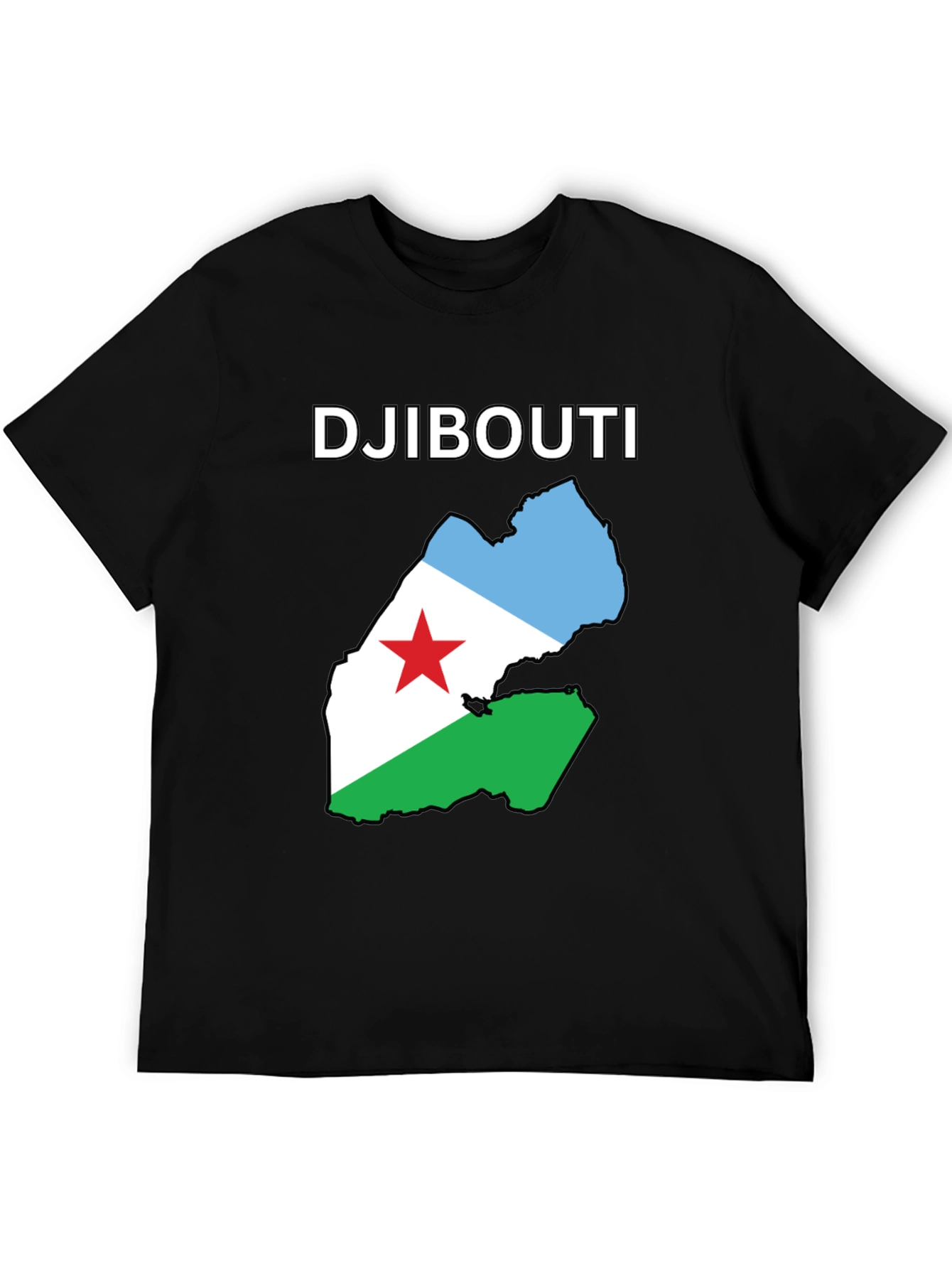 Djibouti Flag Map T-Shirt - Black Cotton Tee