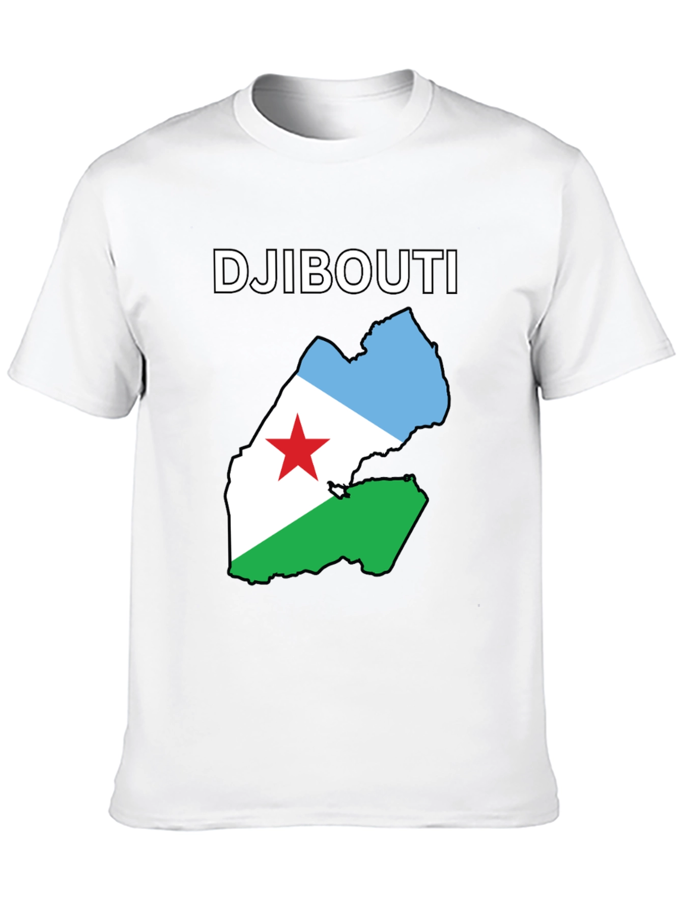 Djibouti Flag Map T-Shirt - Black Cotton Tee