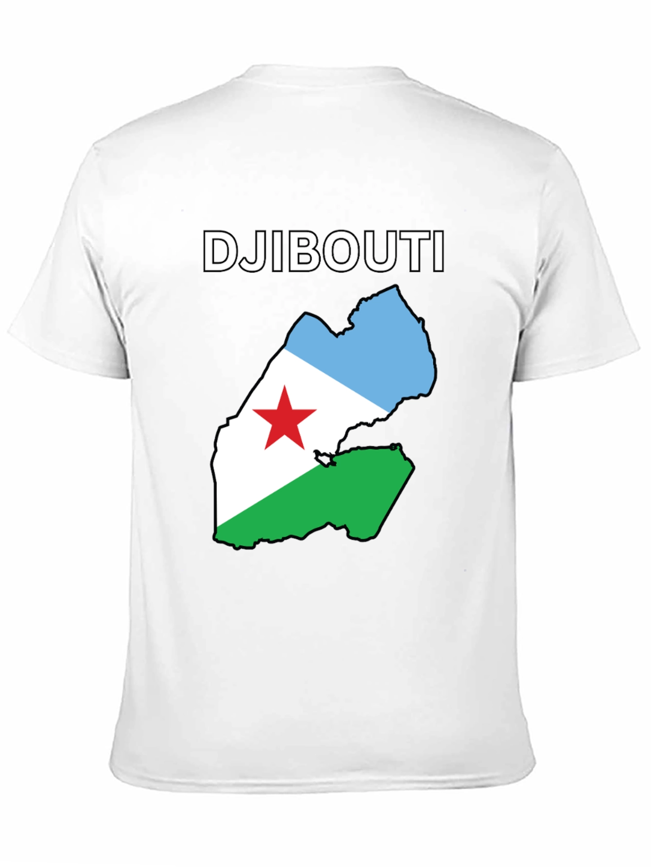 Djibouti Flag Map T-Shirt - Black Cotton Tee