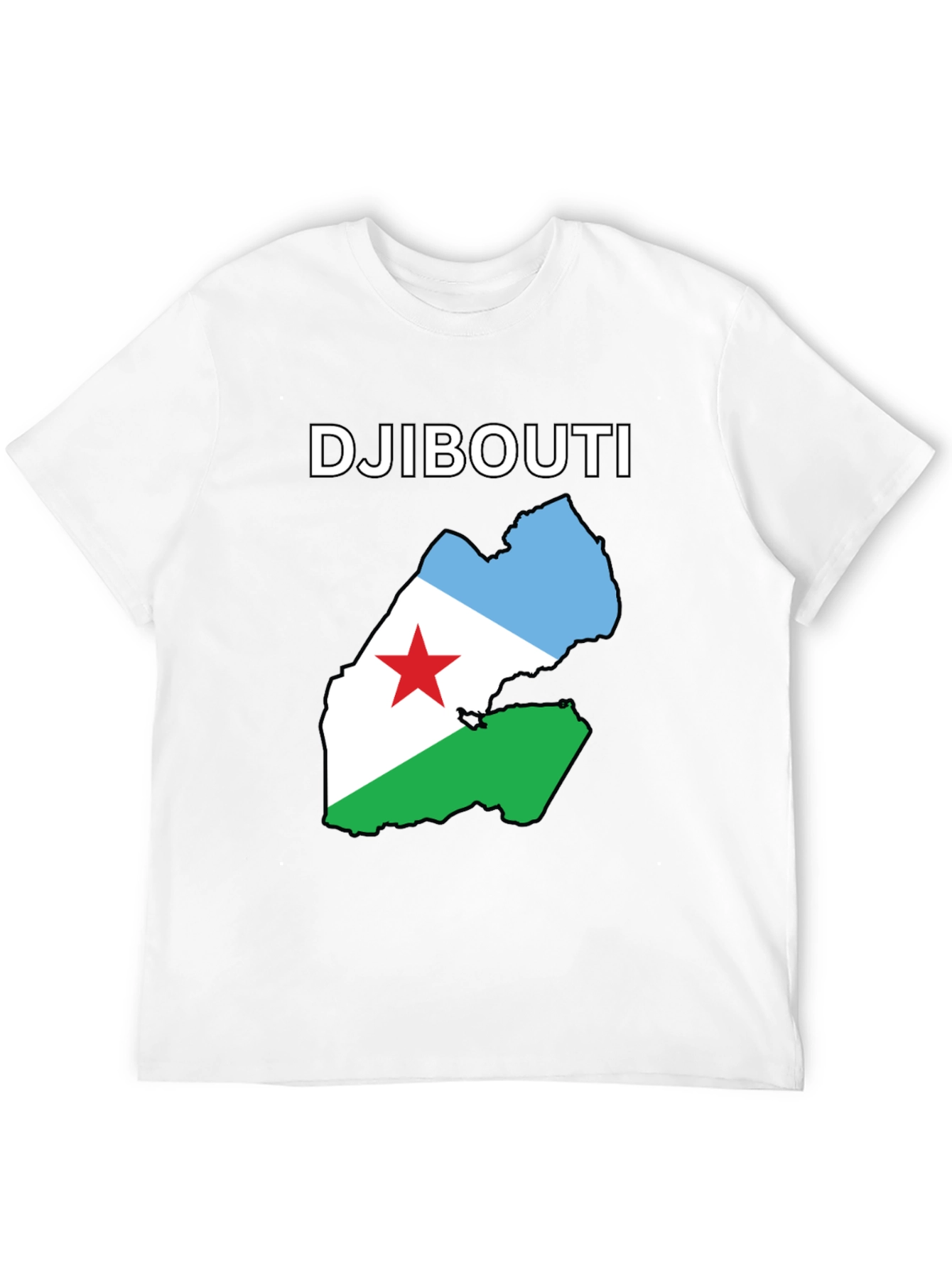 Djibouti Flag Map T-Shirt - Black Cotton Tee