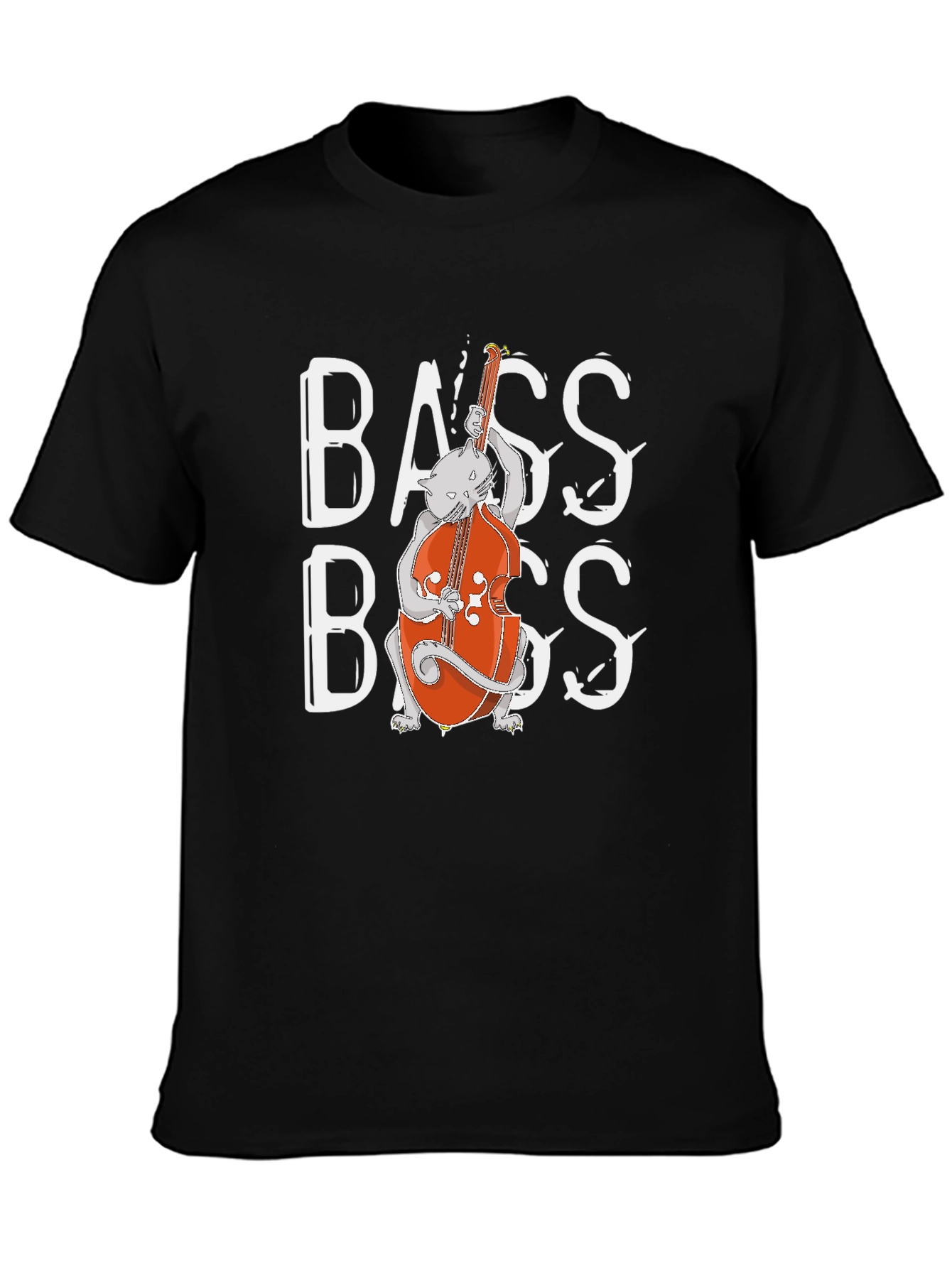 Cat Bass Player Graphic T-Shirt