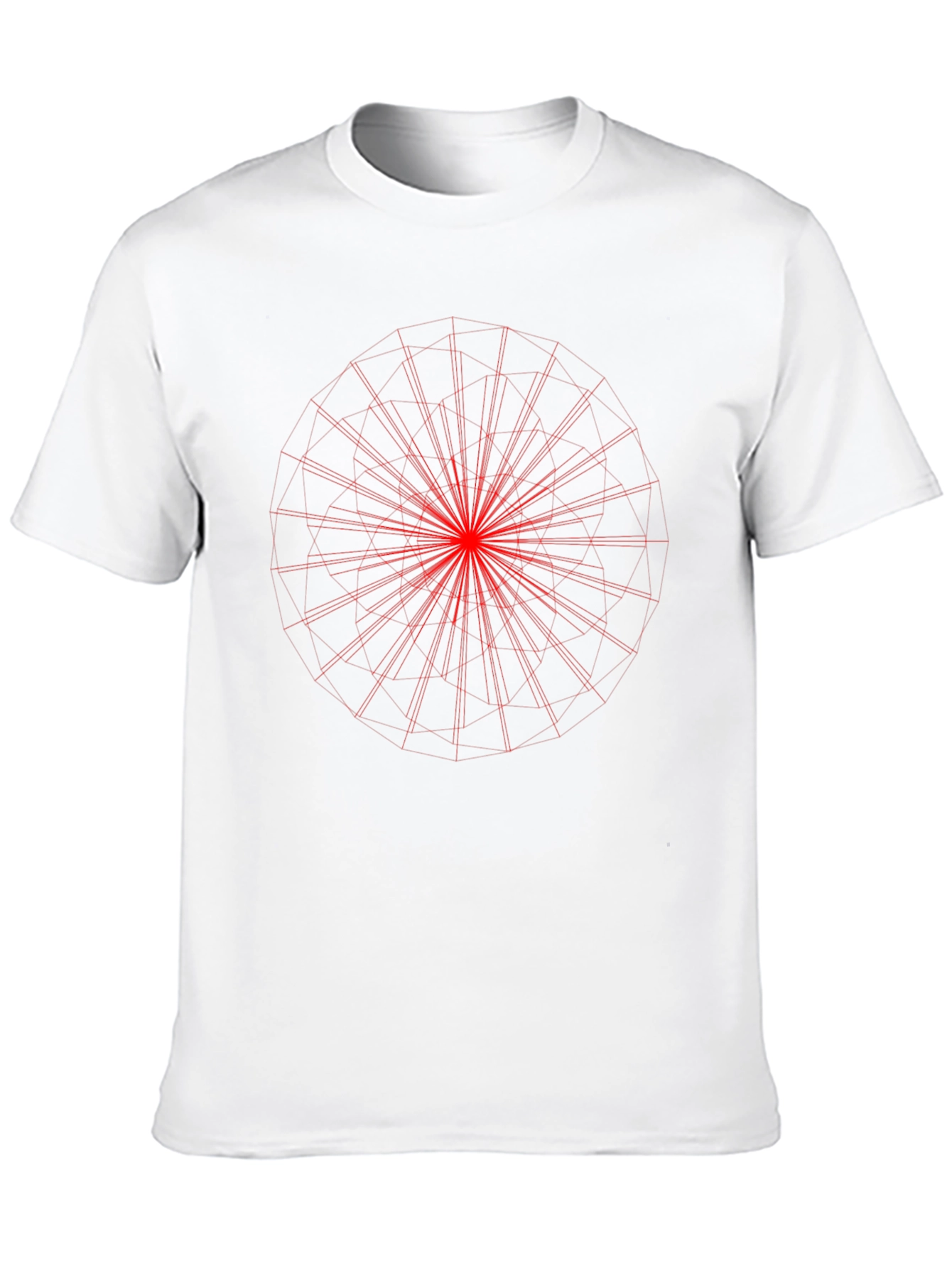 Black Tee with Red Geometric Print