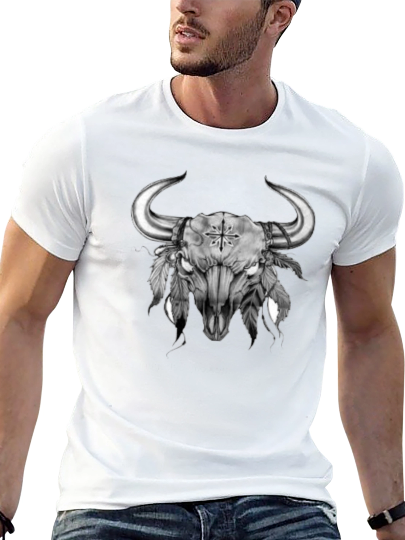 Bull Skull Graphic Tee - Western Style