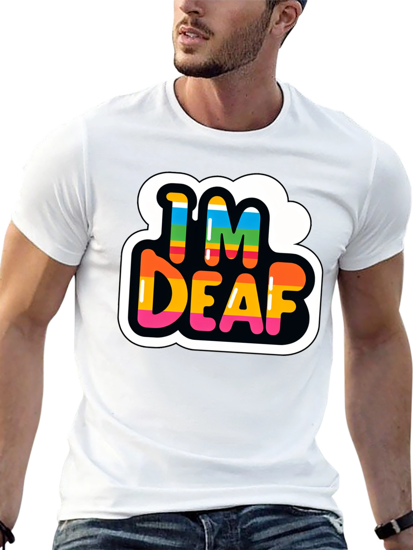 Im Deaf Rainbow T-Shirt - Black Cotton Tee