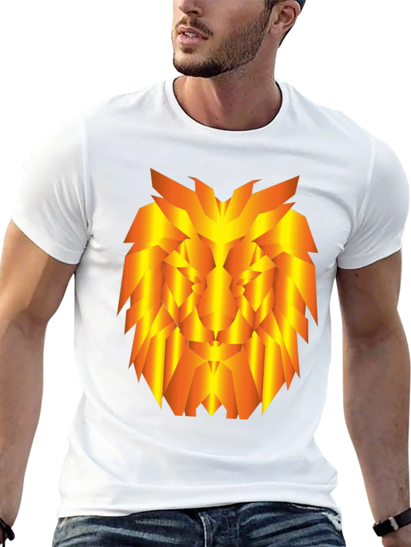 Geometric Lion Graphic Tee - Stylish Black T-Shirt