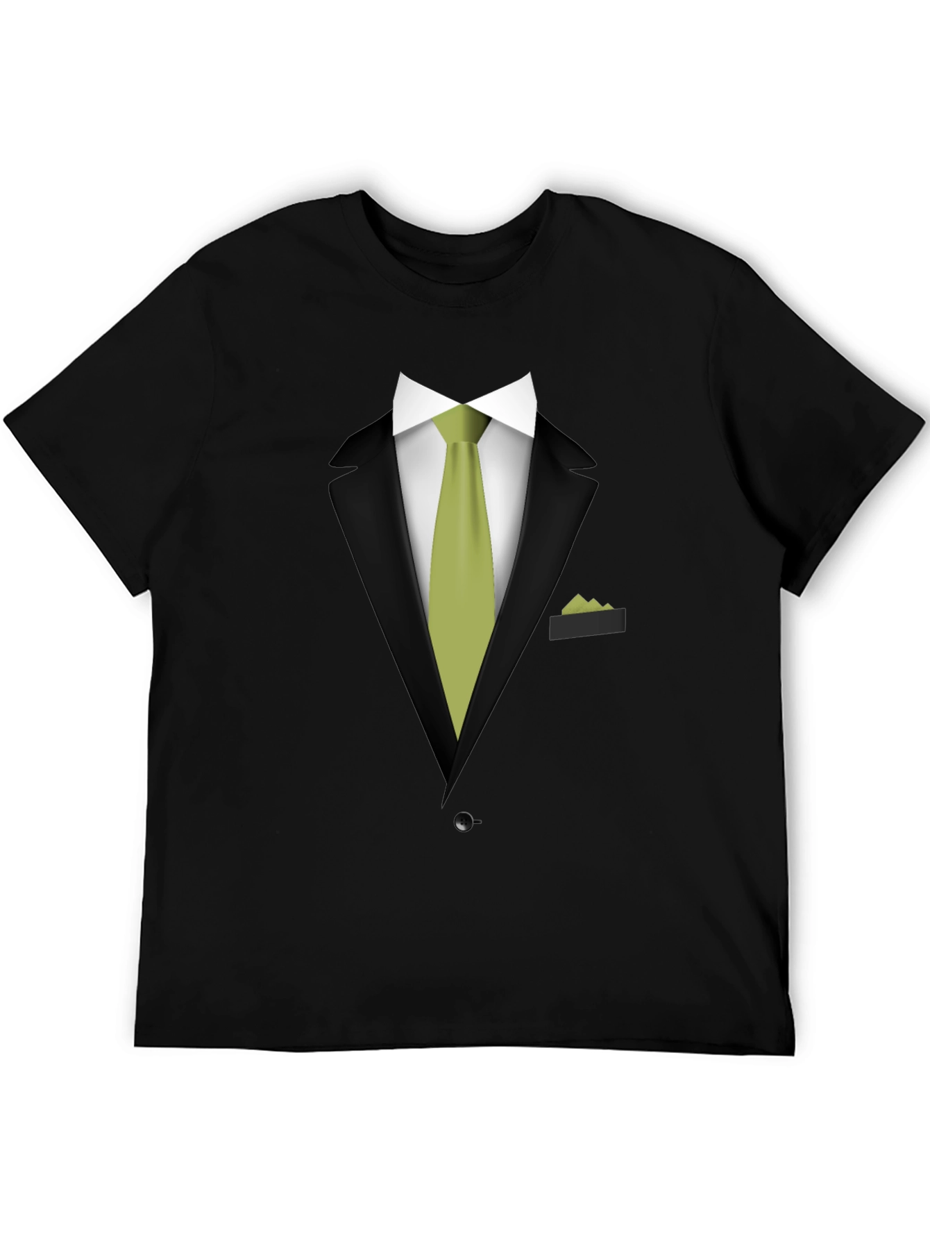 Tuxedo T-Shirt - Black Suit with Green Tie Design