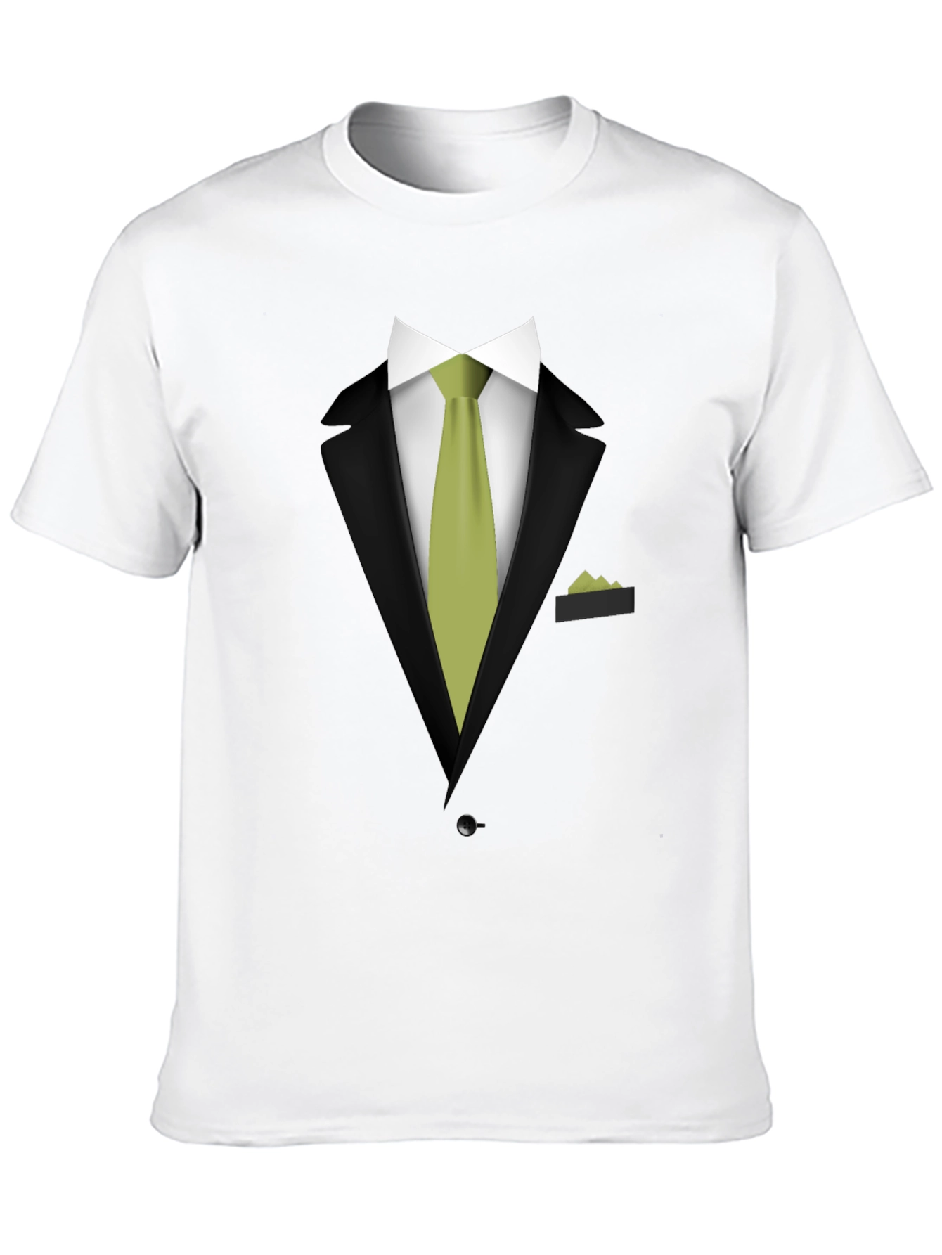 Tuxedo T-Shirt - Black Suit with Green Tie Design
