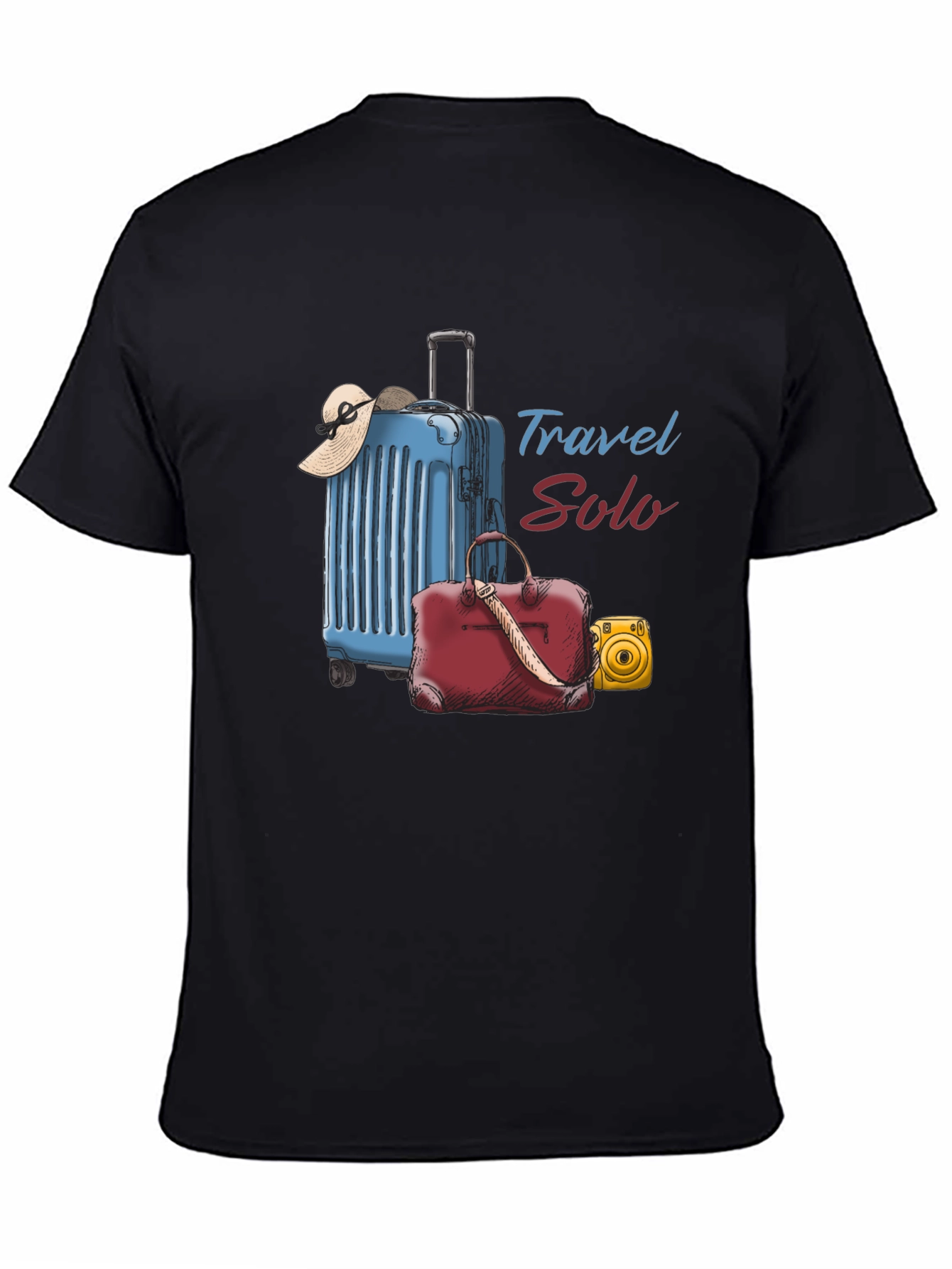 Travel Solo Black T-Shirt - Adventure Awaits!