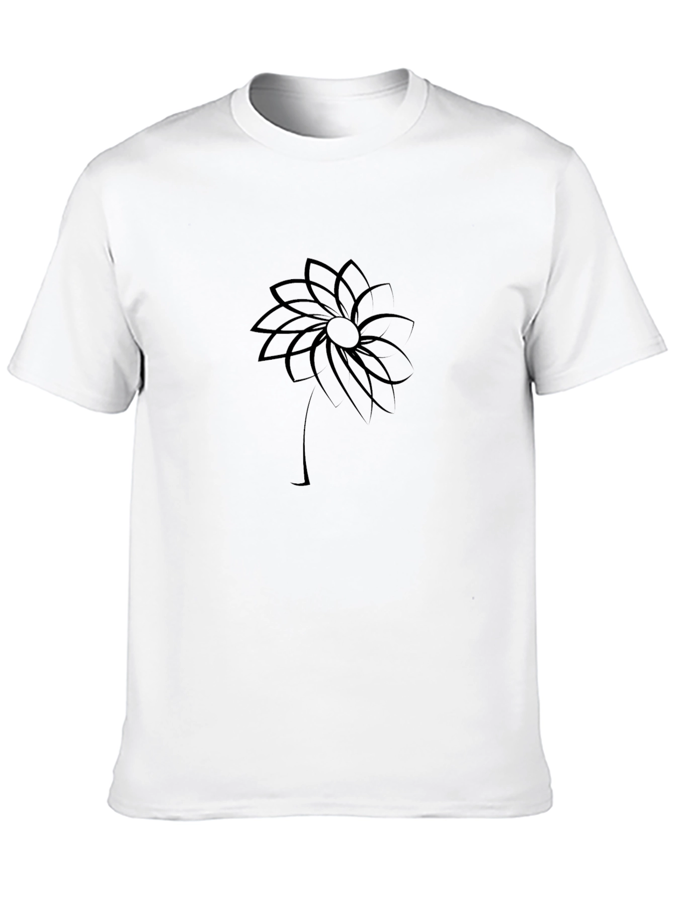 Minimalist Flower Graphic Black T-Shirt