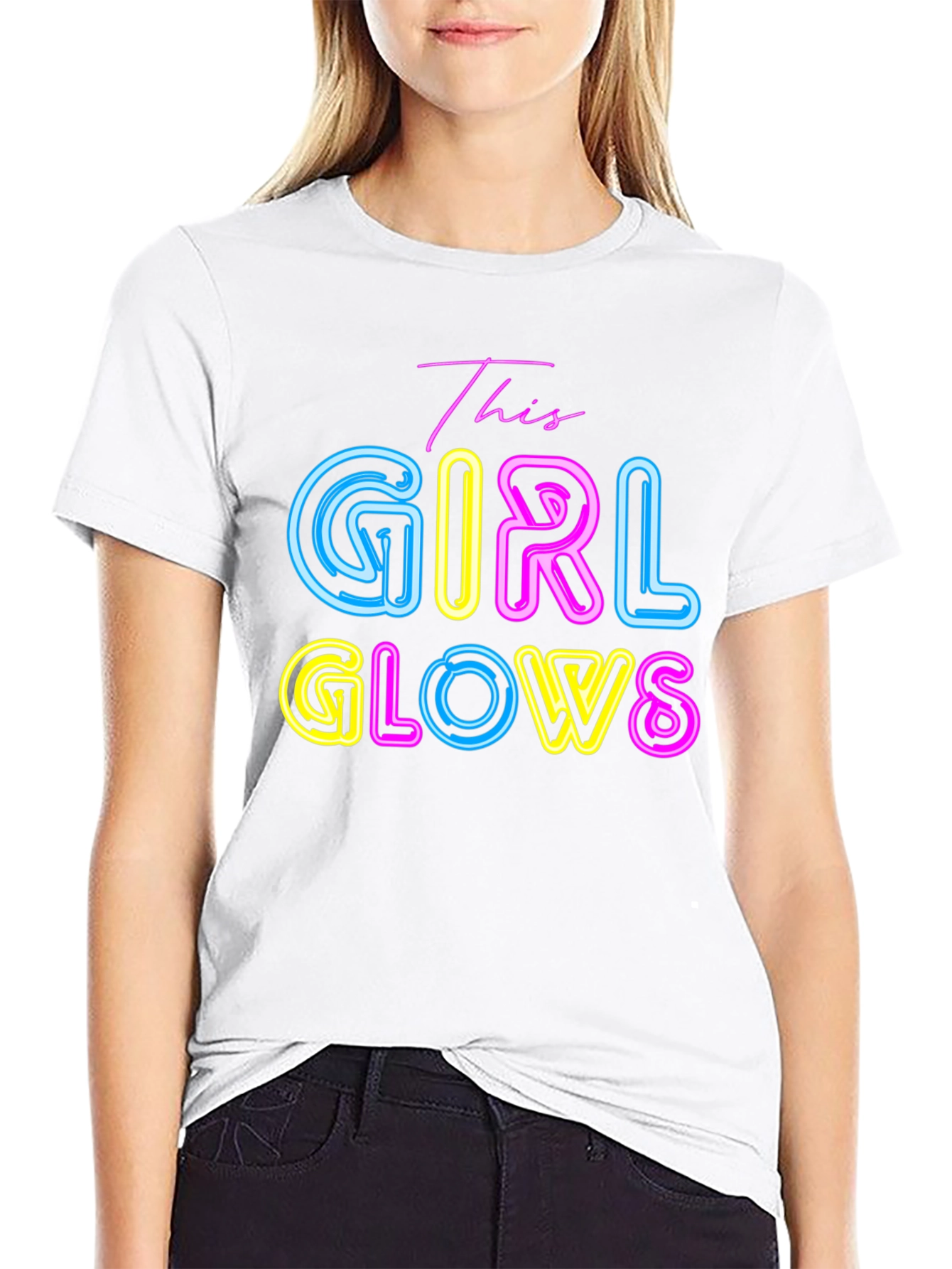 This Girl Glows T-Shirt - Neon Graphic Tee