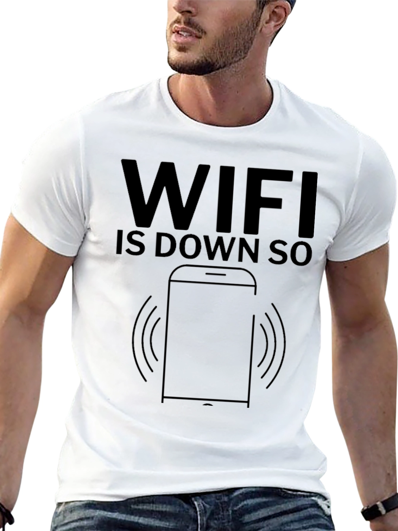 Funny WiFi Down Black Graphic T-Shirt
