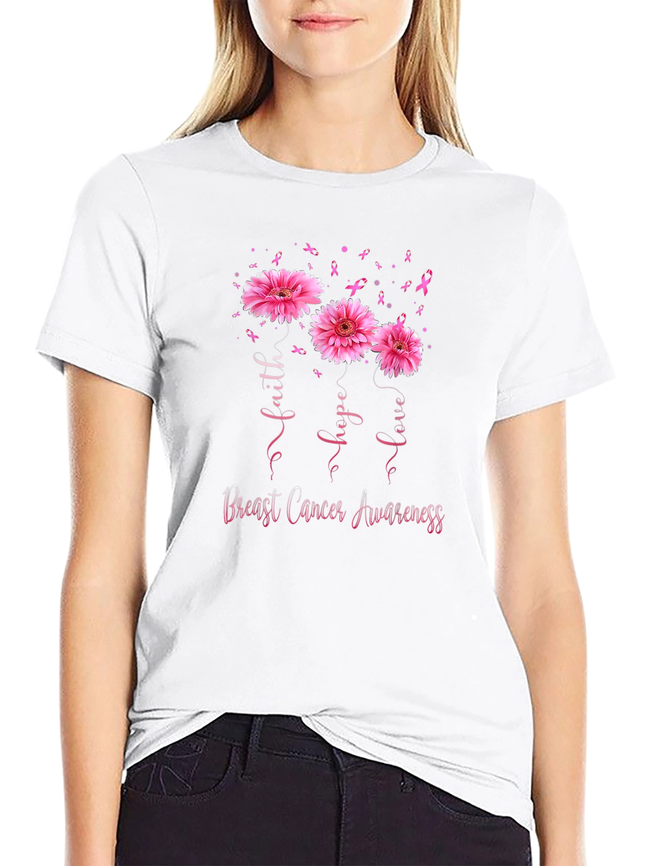 Faith Hope Love Breast Cancer Awareness T-Shirt