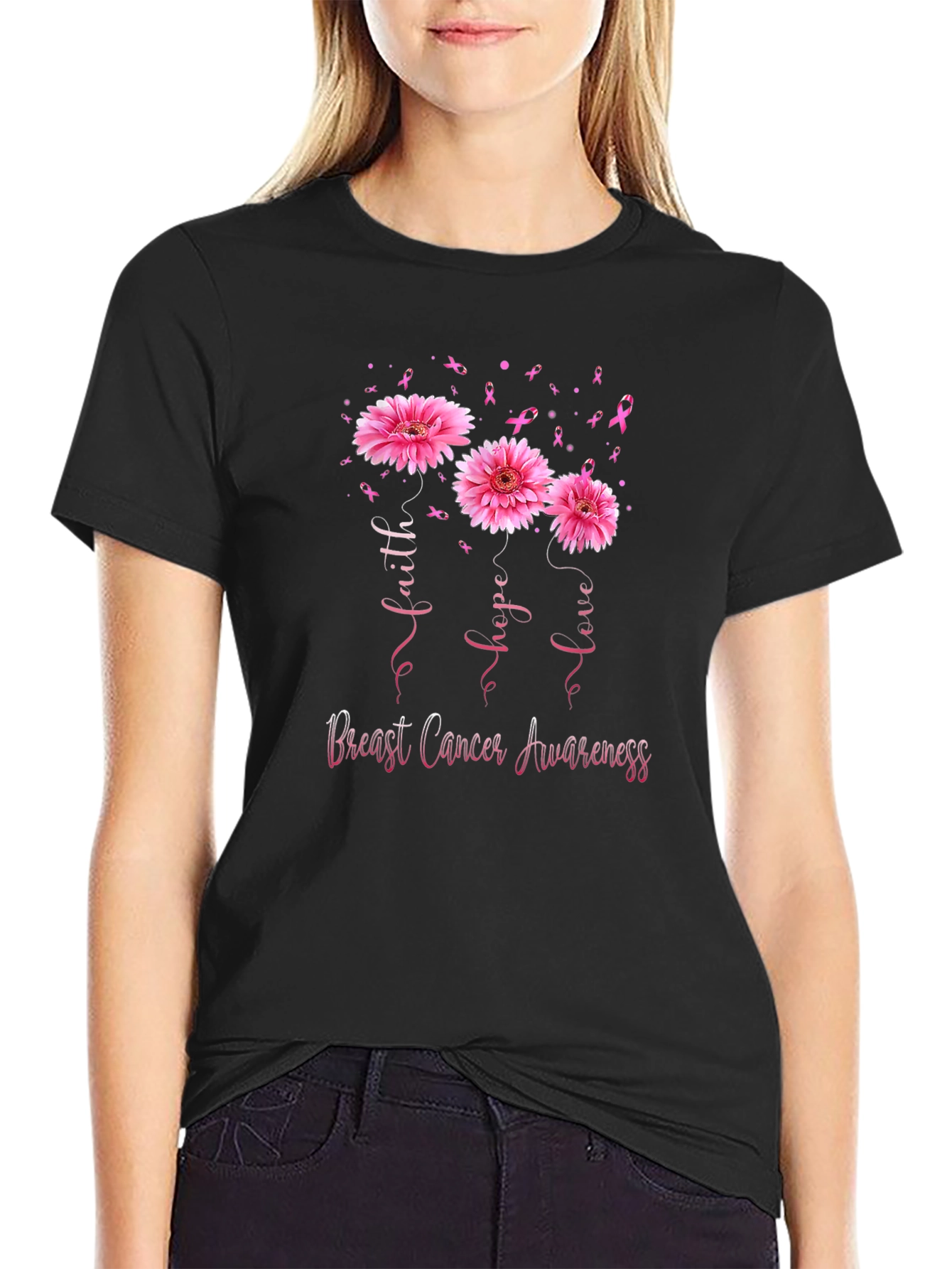 Faith Hope Love Breast Cancer Awareness T-Shirt