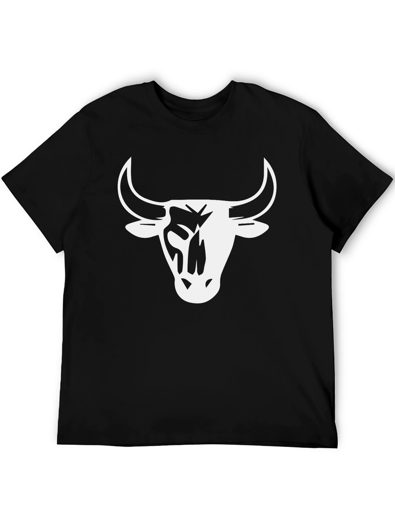 Black Bull Head Graphic Tee - Mens Casual T-Shirt