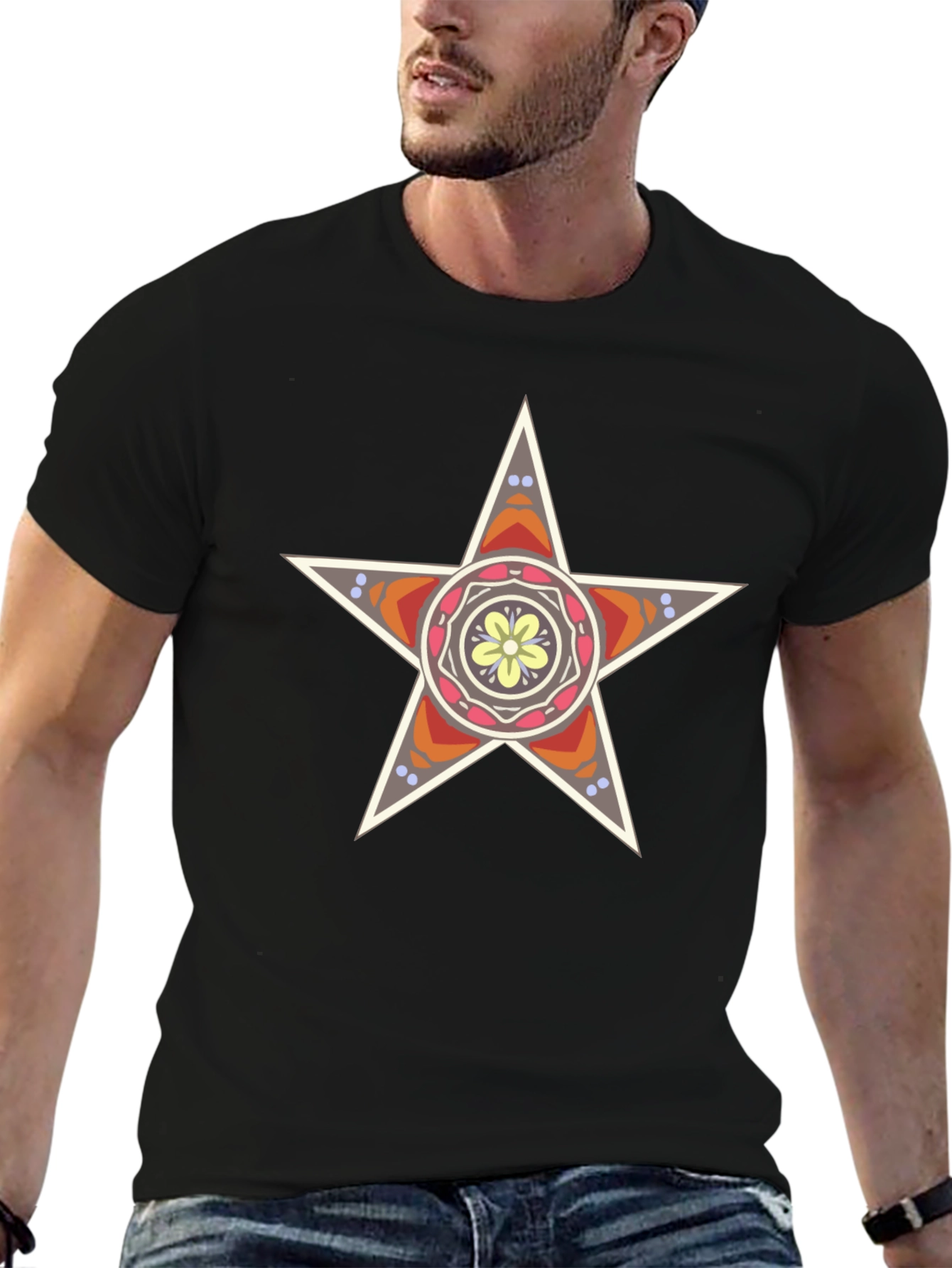 Star Mandala Graphic Tee - Stylish Black T-Shirt