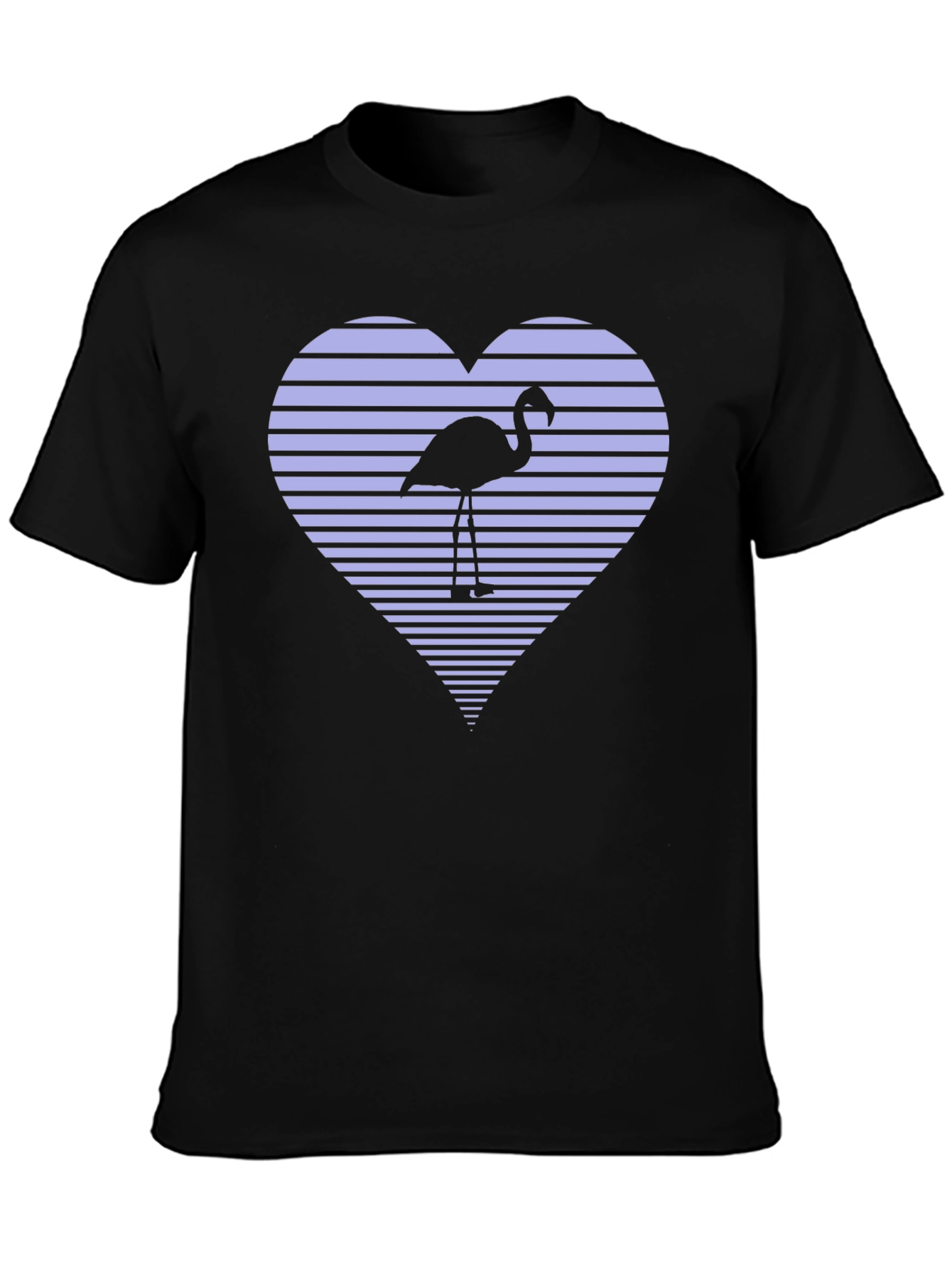 Flamingo Heart Graphic Tee - Black