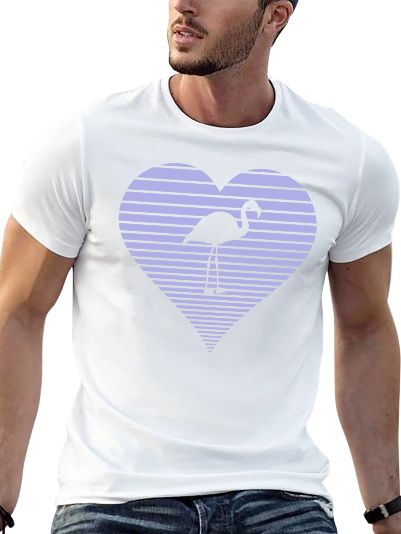 Flamingo Heart Graphic Tee - Black