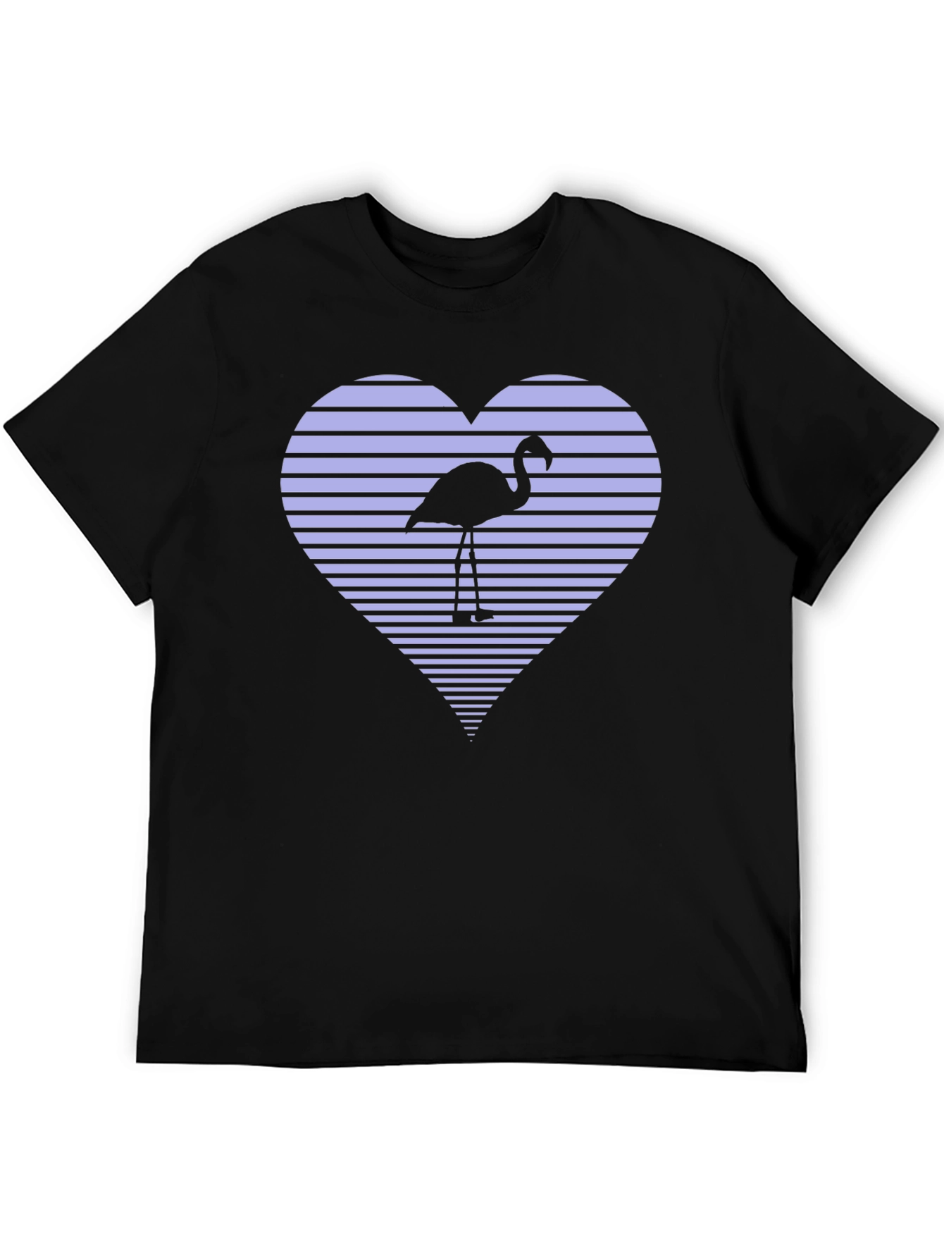 Flamingo Heart Graphic Tee - Black