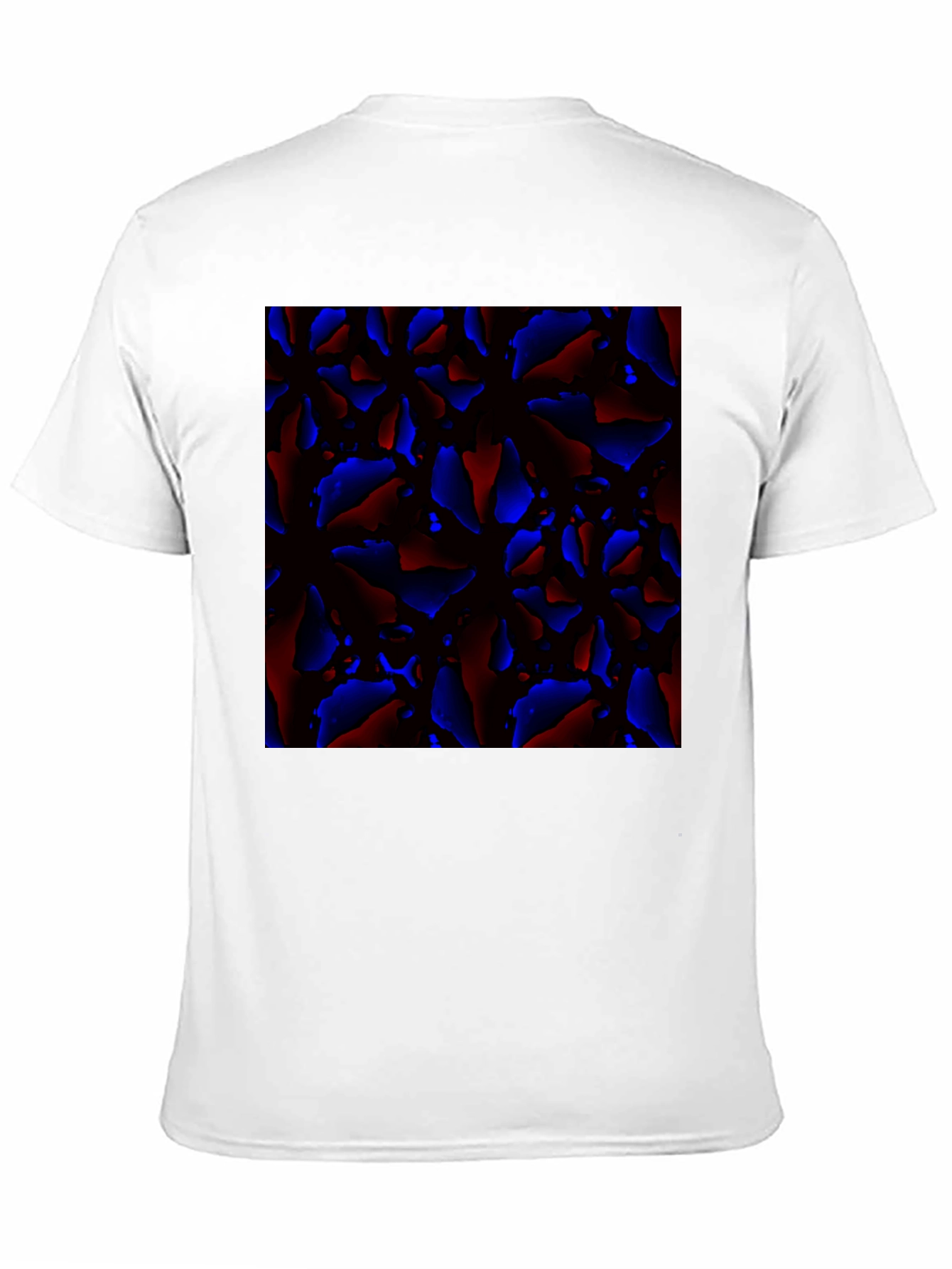 Abstract Red and Blue Patterned Black T-Shirt