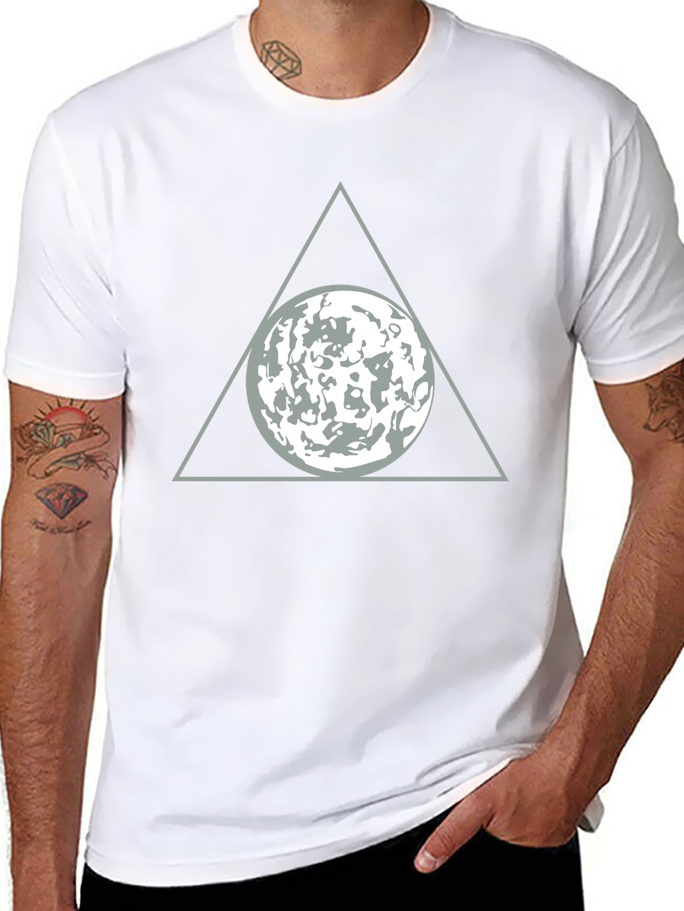 Triangle Moon Graphic T-Shirt - Modern Design