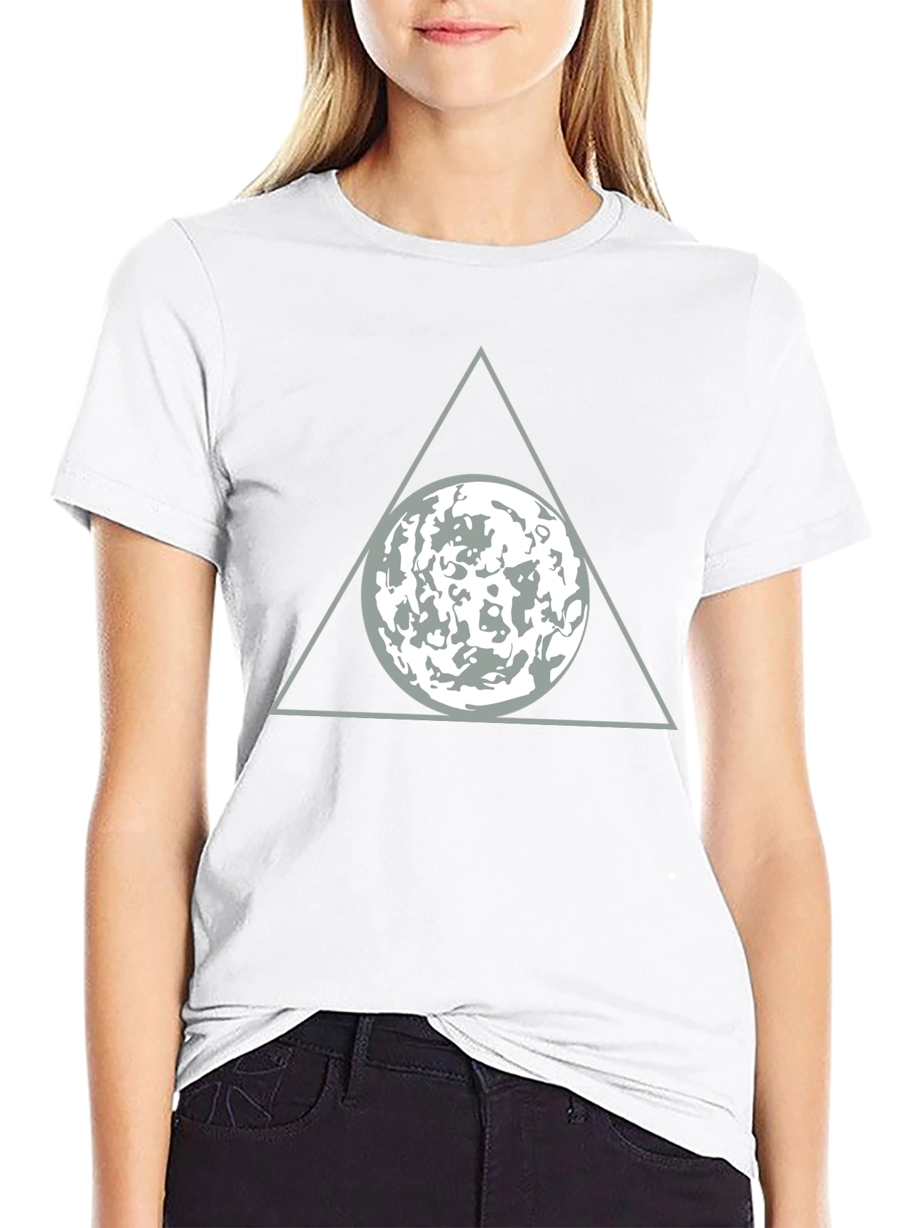 Triangle Moon Graphic T-Shirt - Modern Design