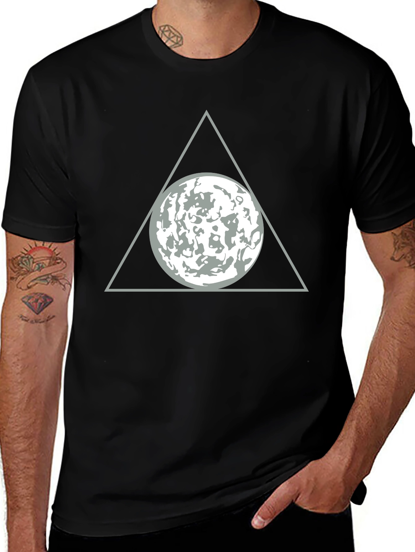Triangle Moon Graphic T-Shirt - Modern Design