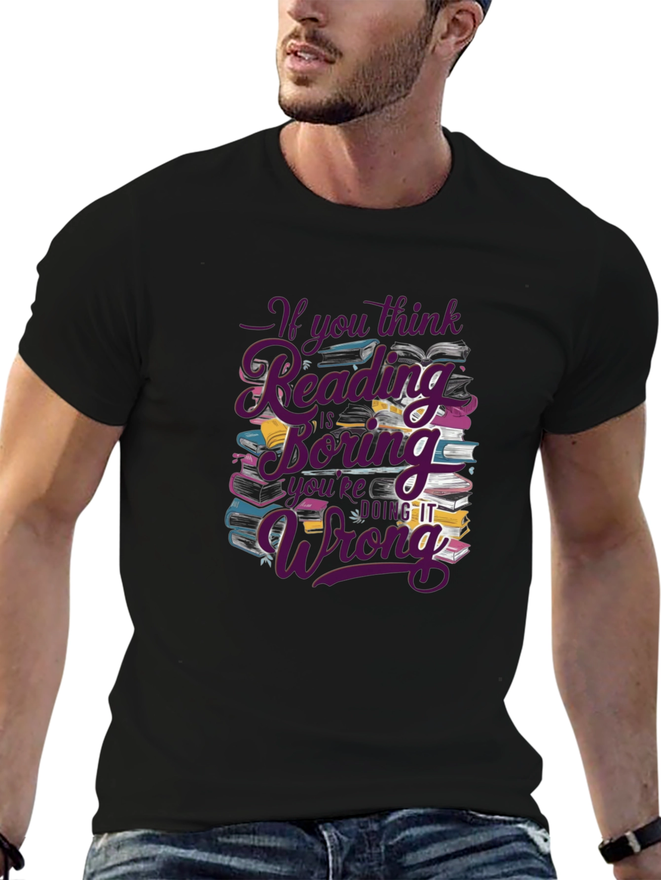 Reading is Not Boring Black T-Shirt