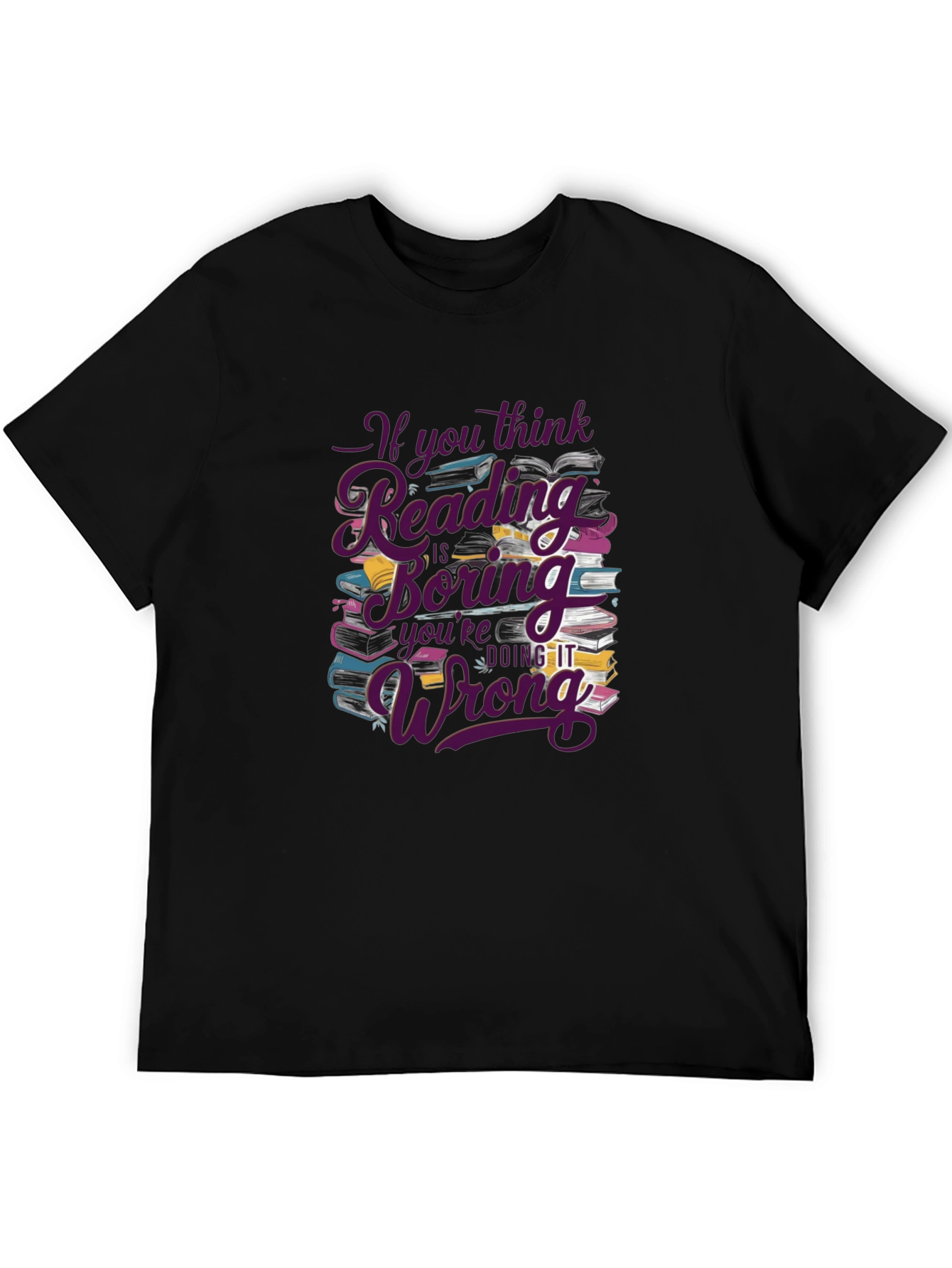 Reading is Not Boring Black T-Shirt
