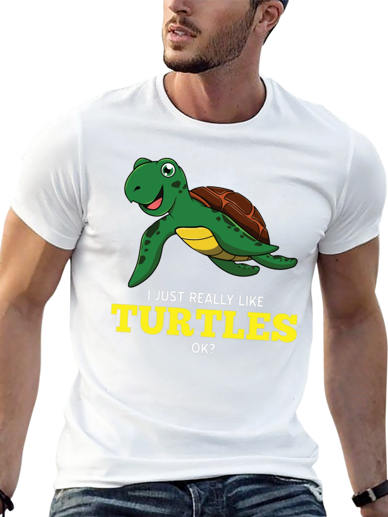 I Just Really Like Turtles Black Graphic T-Shirt