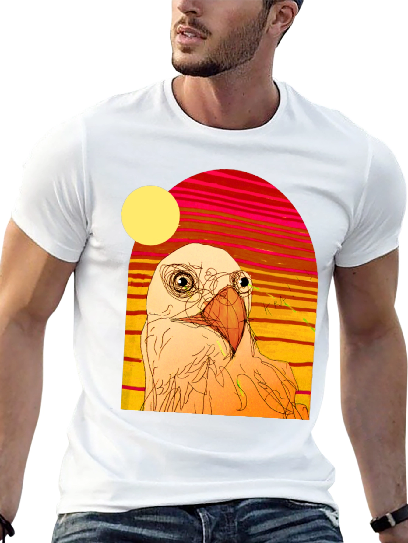 Abstract Bird Graphic T-Shirt
