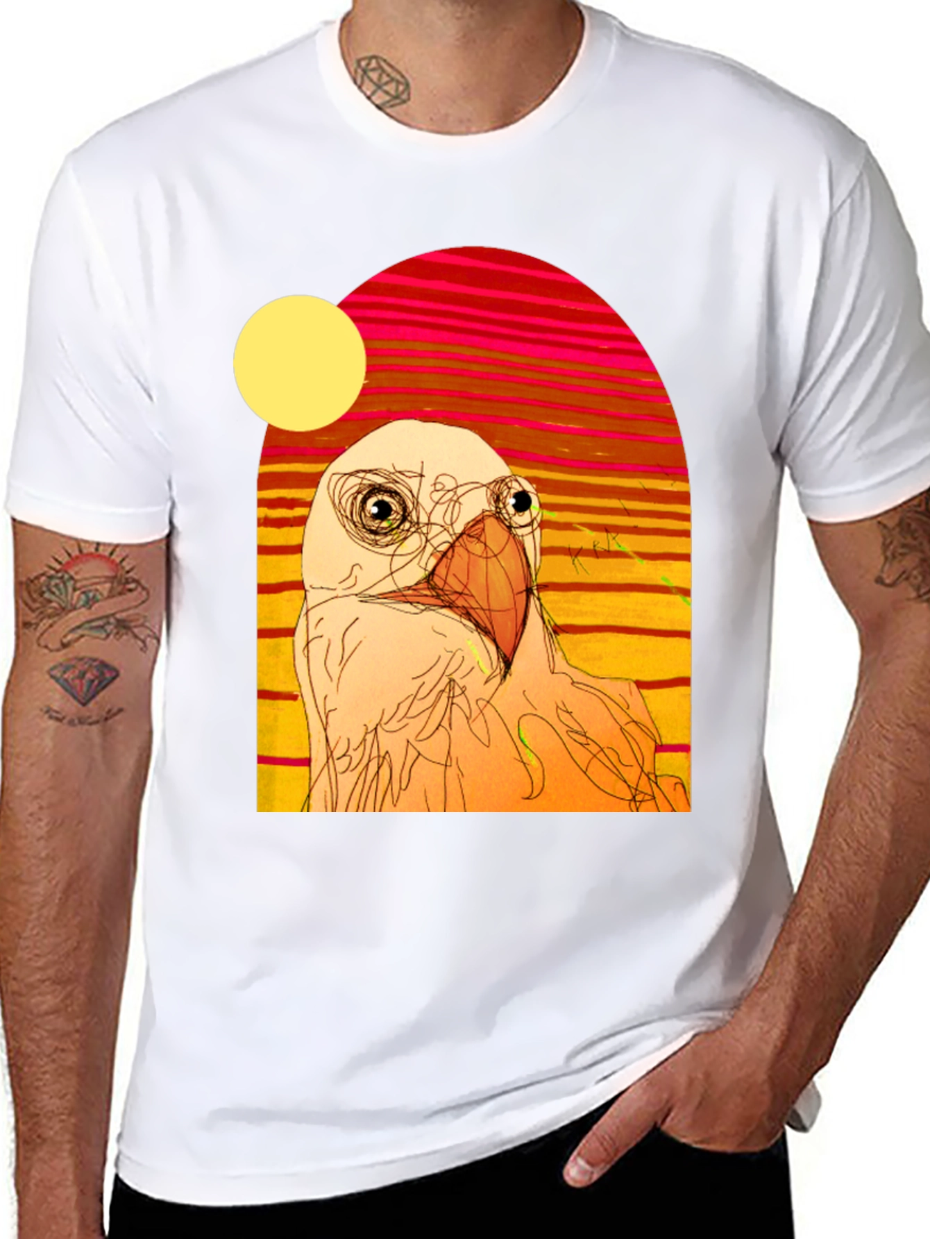 Abstract Bird Graphic T-Shirt