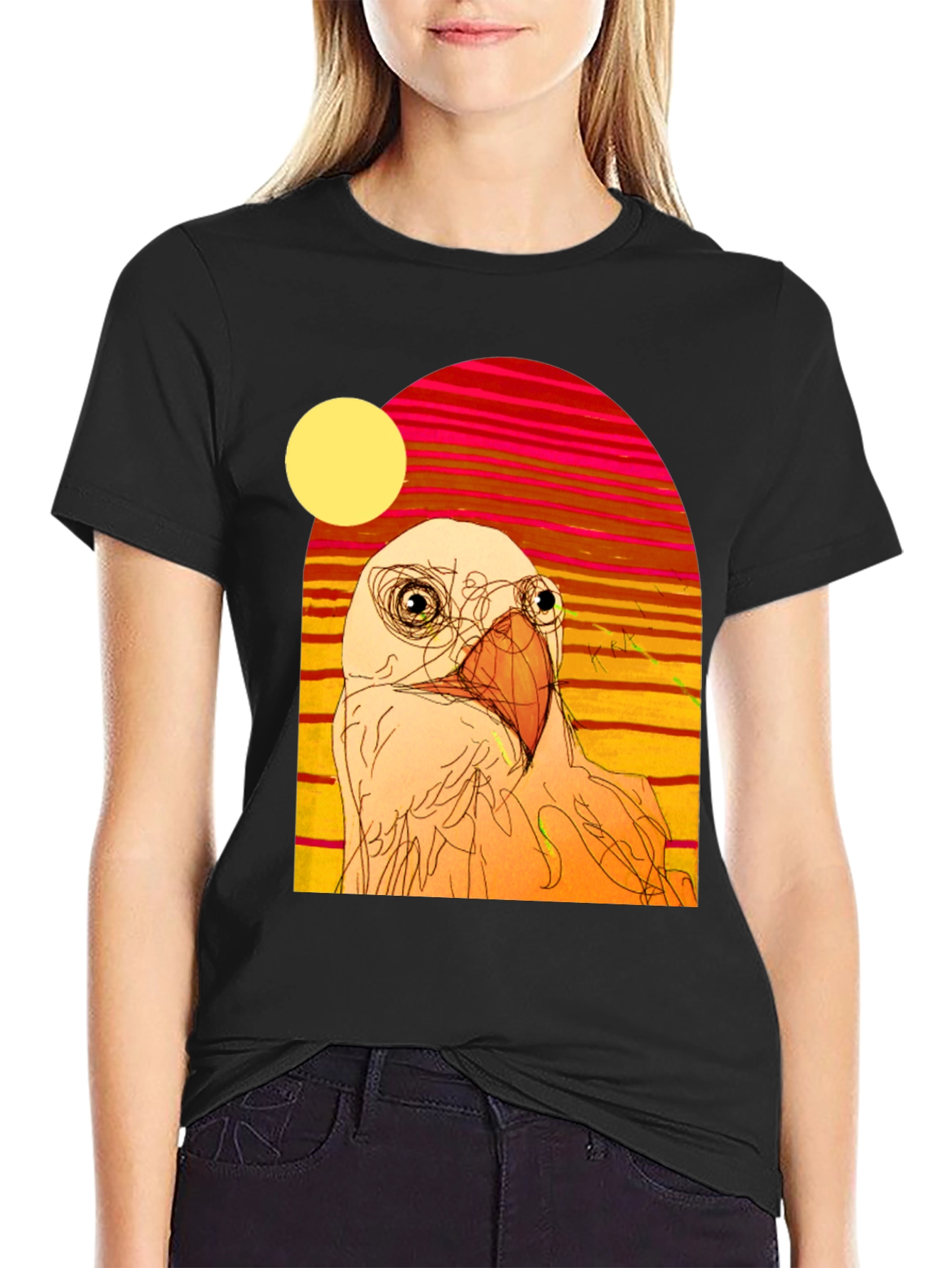 Abstract Bird Graphic T-Shirt
