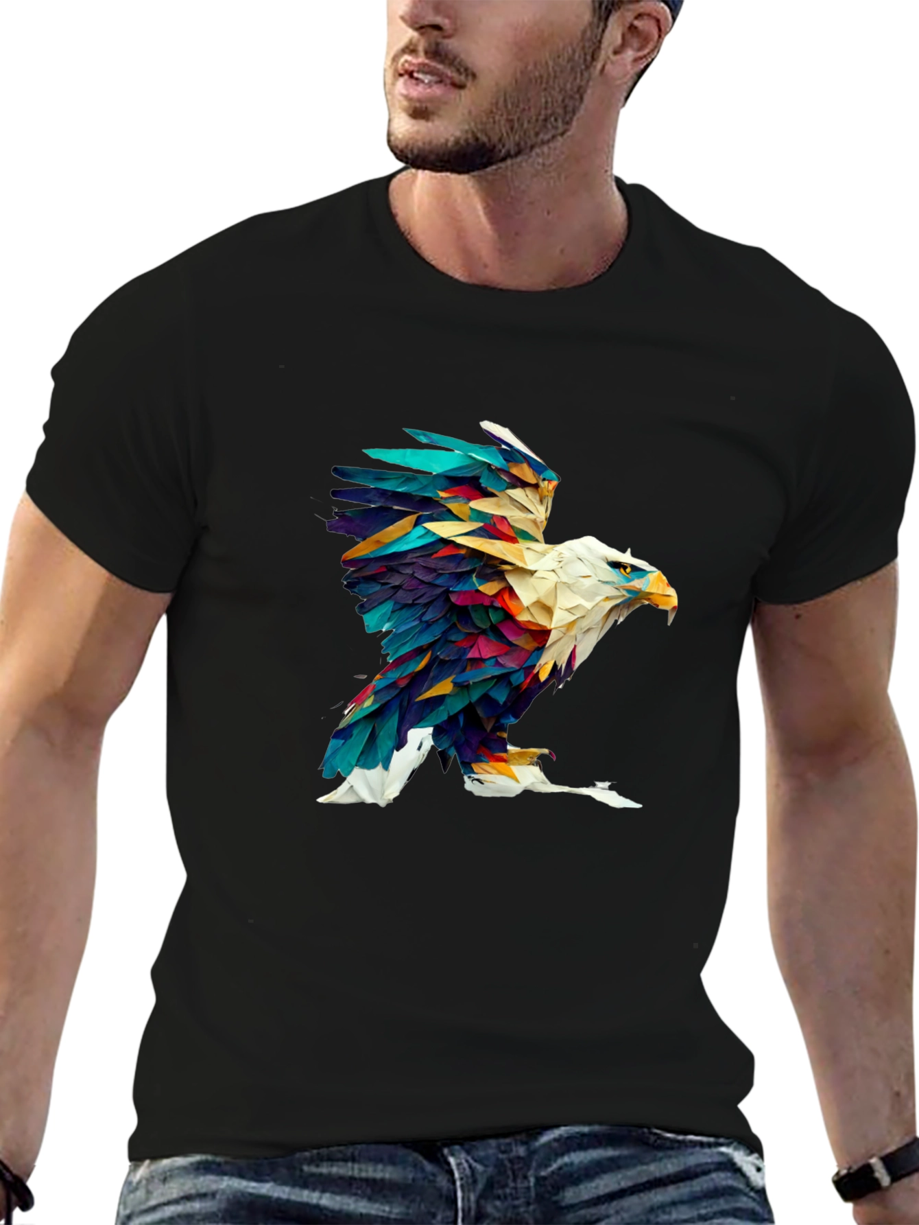 Abstract Eagle Graphic Black Tee