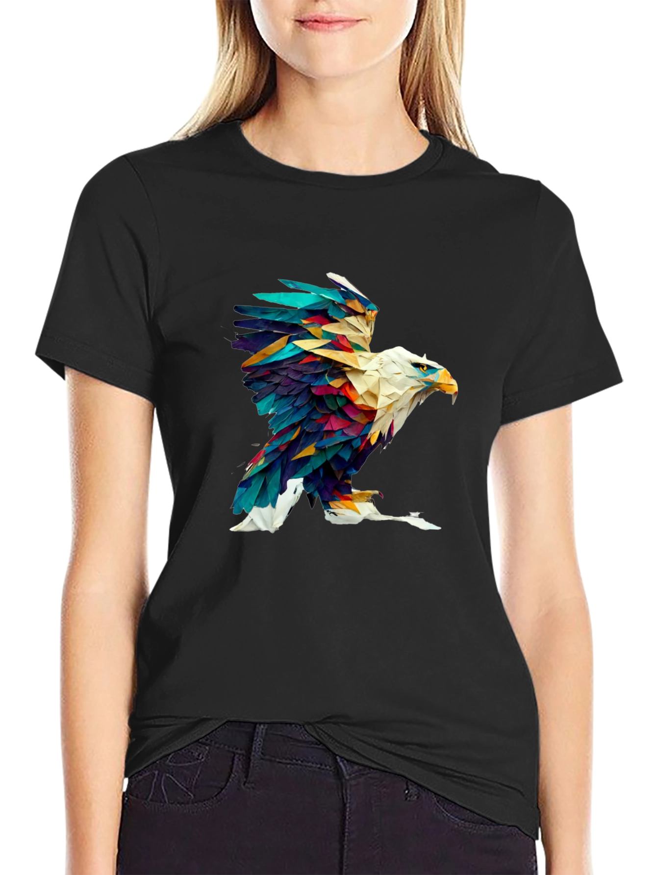 Abstract Eagle Graphic Black Tee