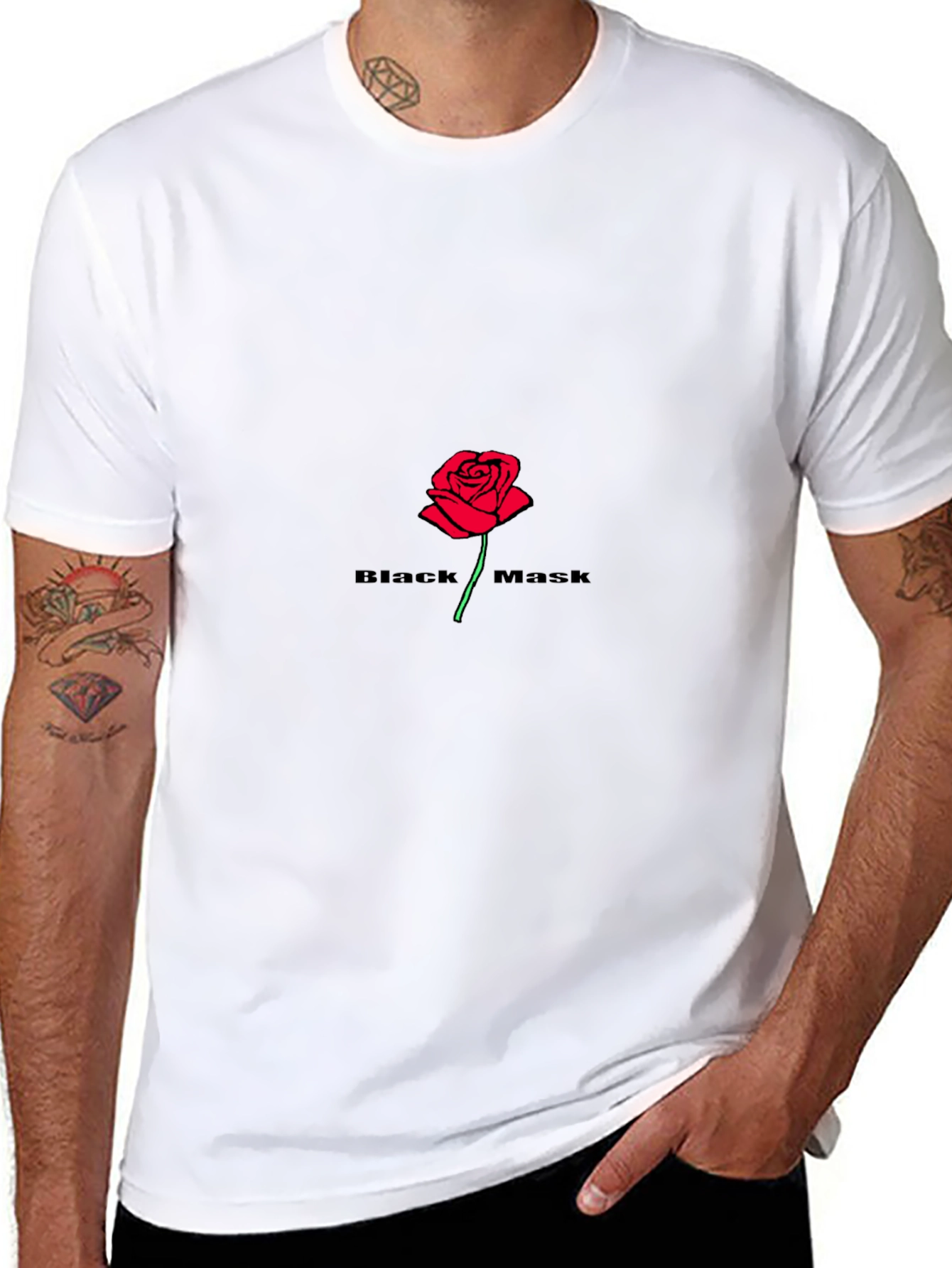 Black Mask Rose Graphic T-Shirt
