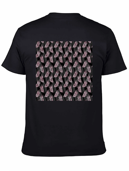 Tropical Leaf Pattern Black T-Shirt